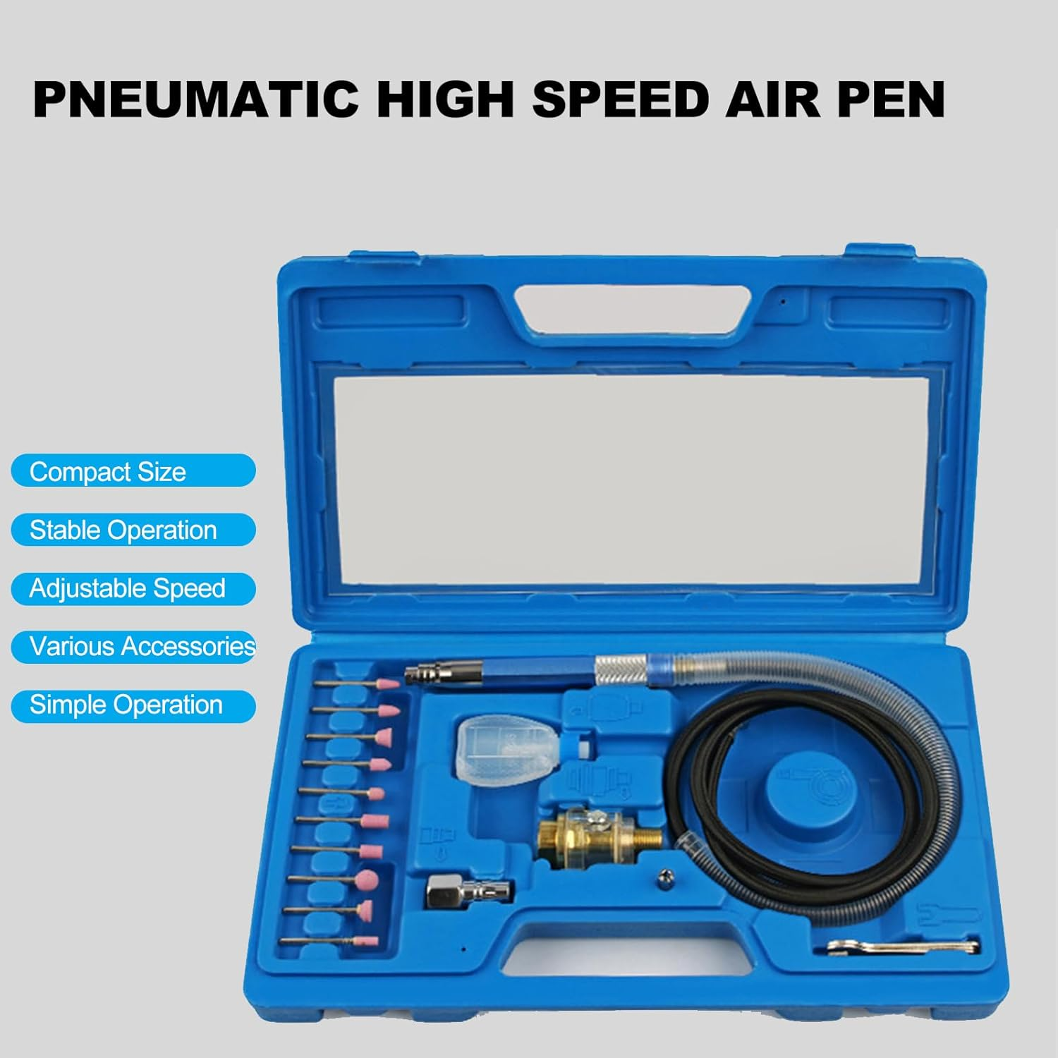 Air Die Grinder Kit, Pneumatic Pencil Die Grinder with Speed Switch, Lightweight Pneumatic Pencil Grinder for Polishing, Engraving