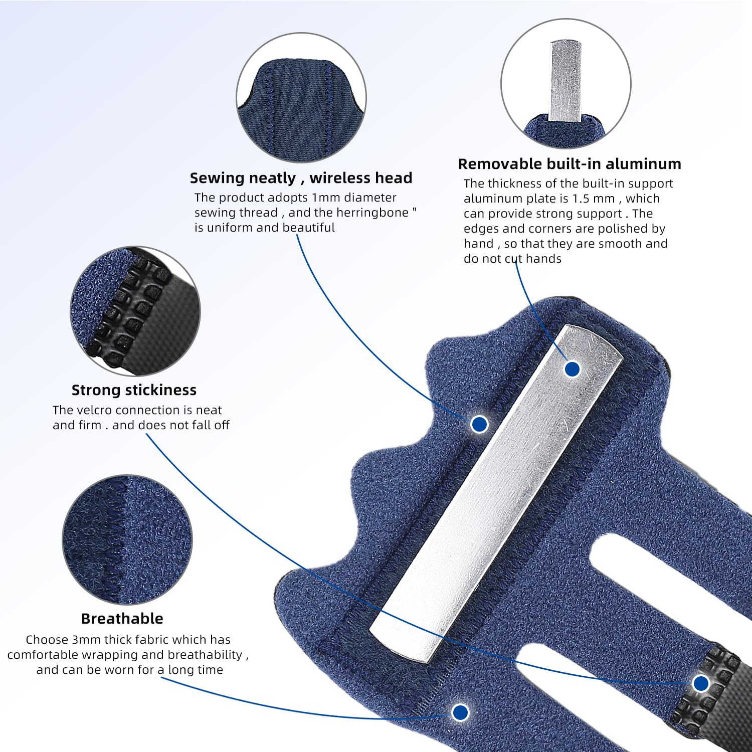 Finger Splint, [4 Pcs ] Upgraded 3 Straps Trigger Finger Brace Support for Arthritis Broken Finger Protection Pain Relief Straighten (Black) image number 2