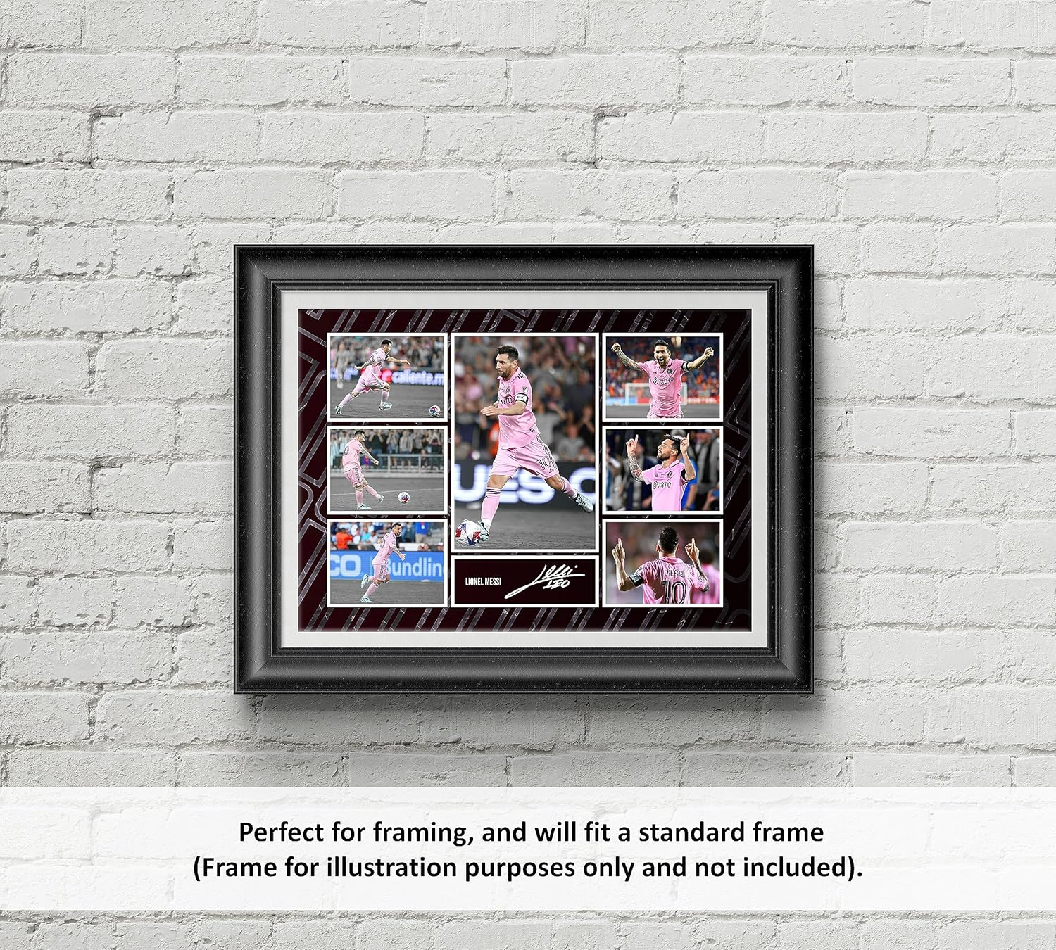 RJR PRINTS Lionel Messi - Miami Signed A4 Montage Photo Print Pre Printed Signature Autograph Football Gift