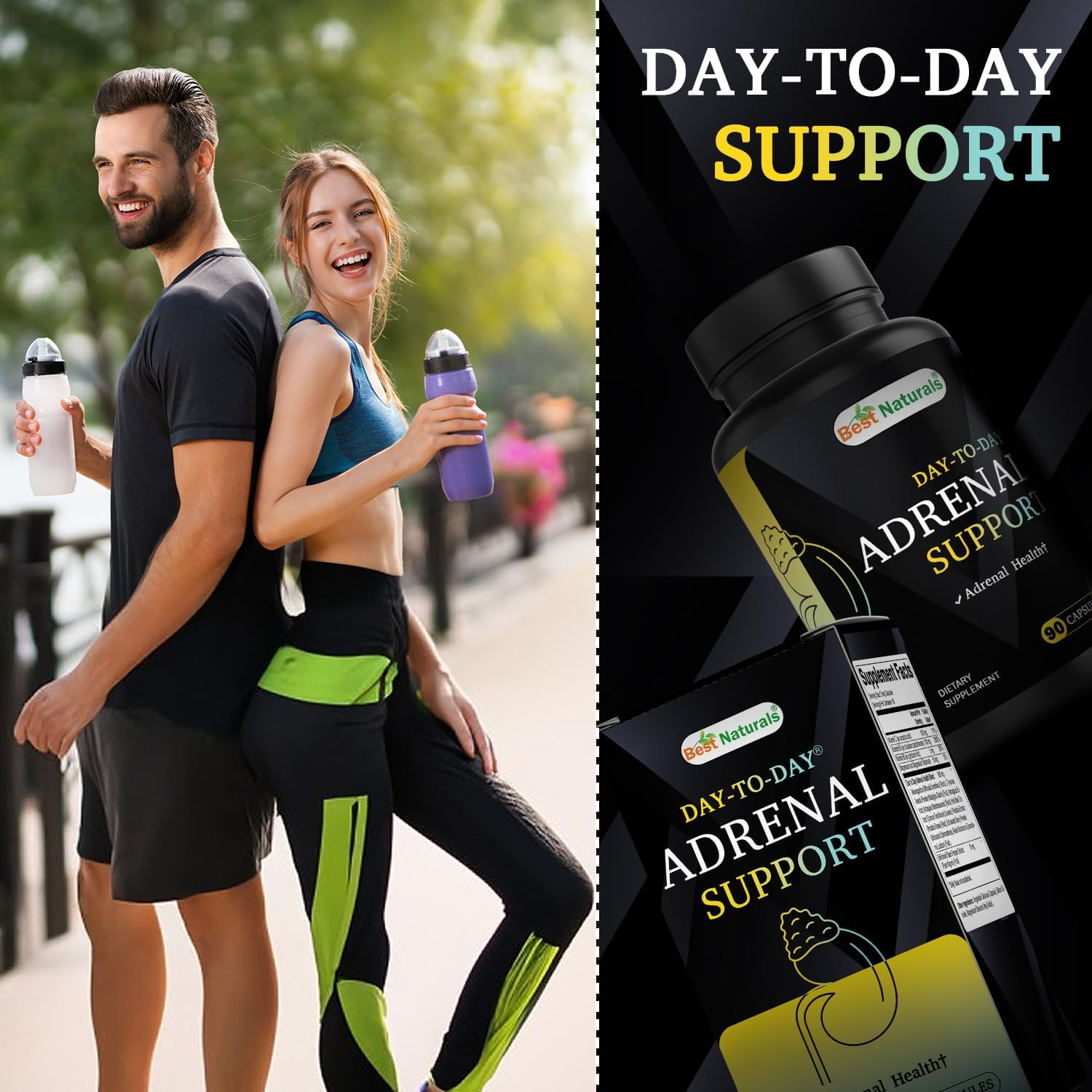 Best Naturals Day-To-Day Adrenal Support Supplements - 90 Veg Capsules - Made with Ashwagandha, L-Tyrosine, Magnesium, Rhodiola & Holy Basil & Bioperine image number 5