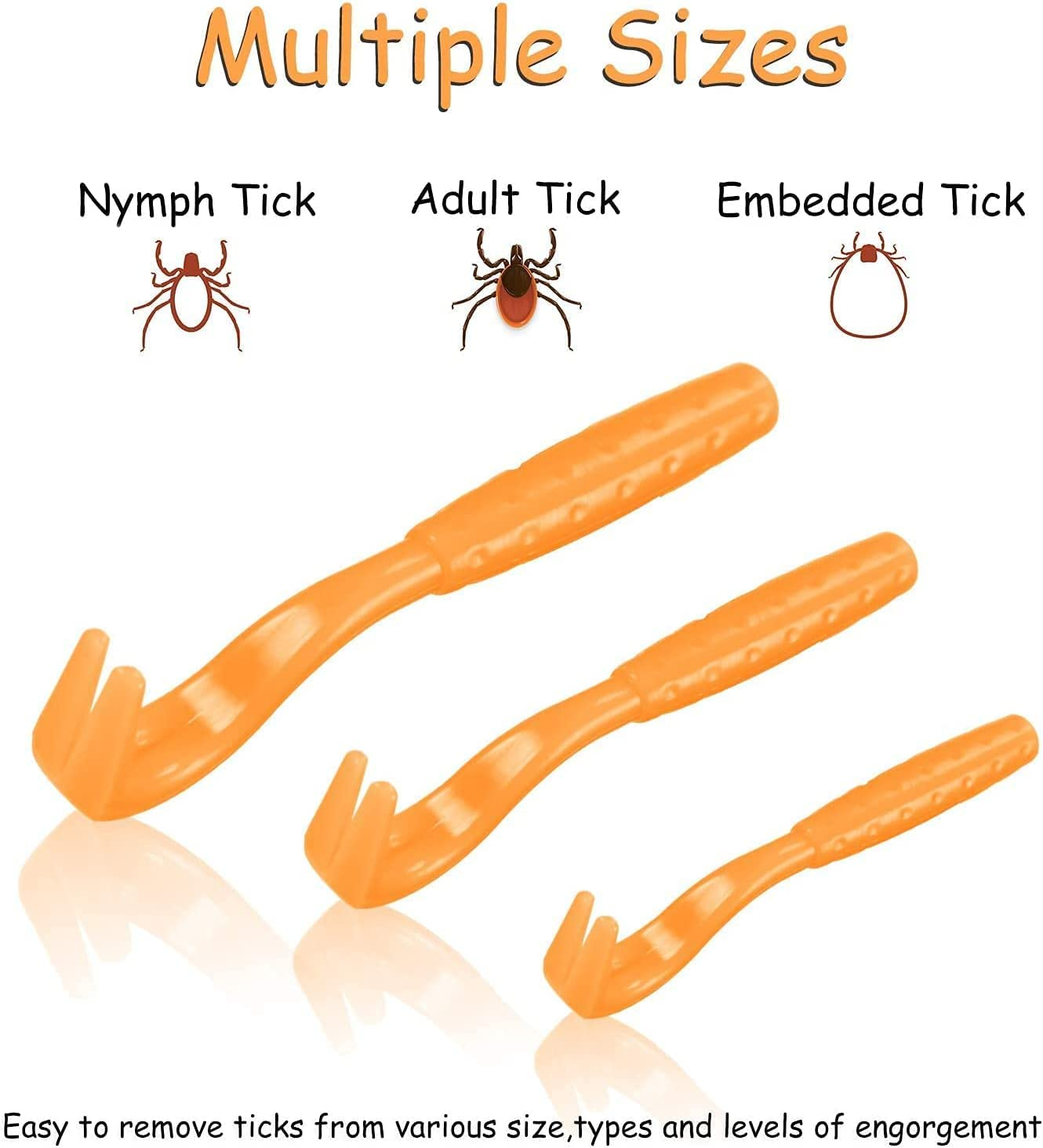 Cats and Humans Plastic Tick Puller Tick Grabber, 7Pcs Tick Remover Tick Remover Tick Puller Removal Tick Grabber,Tick Removal Tick Picker Flea Removal Tool,Tick Hook Louses Pliers Remover,Orange image number 2