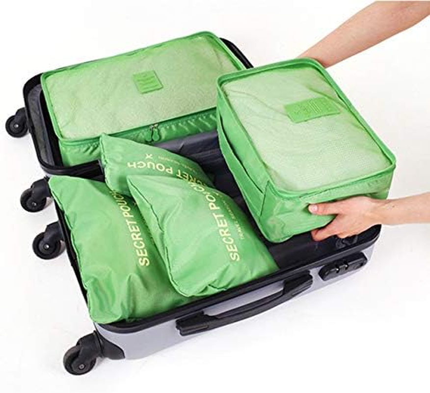 Go2Buy 6Pcs Travel Luggage Organizer Set Backpack Storage Pouches Suitcase Packing Bags (Green) image number 3