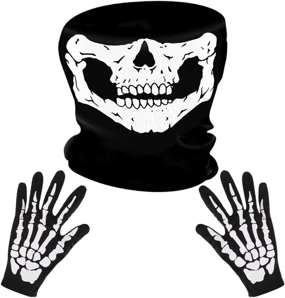 Skeleton Skull Finger Gloves and Skull Face Mask, Halloween Costume, for Halloween Festival image number 5