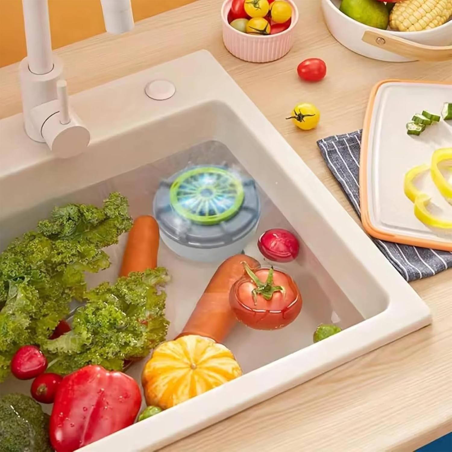 Seattleget Efficient Portable Fruit and Vegetable Washers, Seattleget Ultrasonic Vegetable Cleaner, Rechargeable Fruits Washing Machine, for Cleaning Fruits, Meat, Vegetables (1 PCS) image number 1