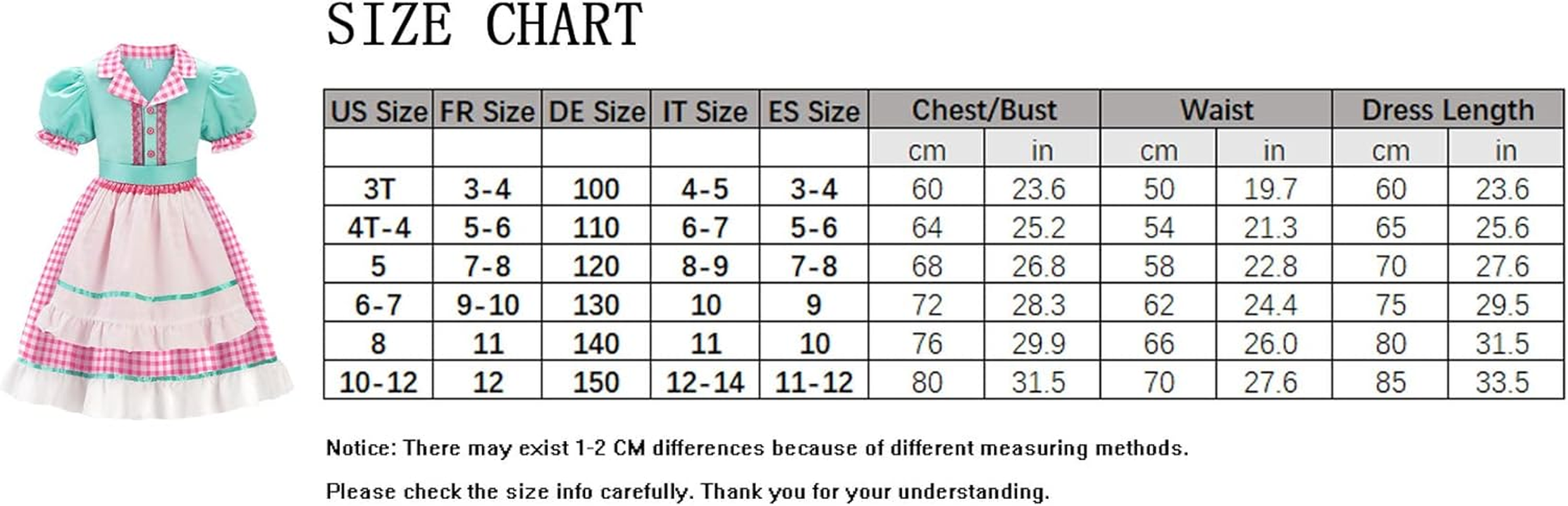 Relibeauty 50S Girl Costume Waitress Costume for Girls with Apron and Headband, Green & Pink image number 6