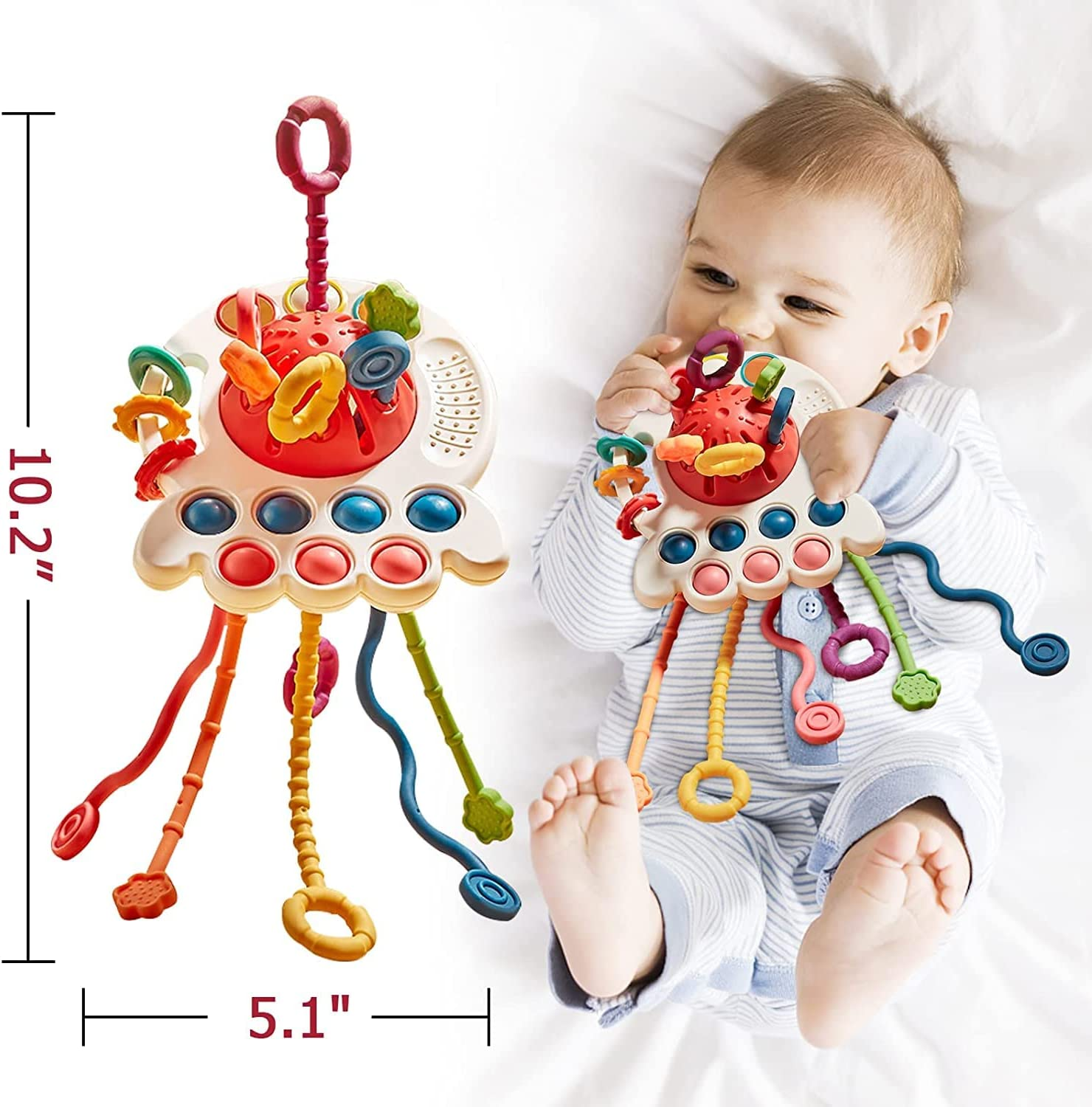 Baby Toys 6 to 12 Months, Sensory & Montessori Toys for 1 Year Old, Octopus Pull String Toys, Travel & Teething Toys for Car Seat, Baby Girl Boy Gifts for 6, 9, 12, 18 Months Infant Toddler image number 5
