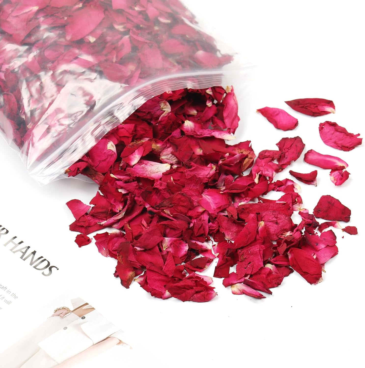 MIHUAGE Dried Rose Petals 5 OZ for Bath and Wedding Decorations - Real Natural, 150 Grams Fragrant and Perfect for Confetti Crafting and Accessories image number 6