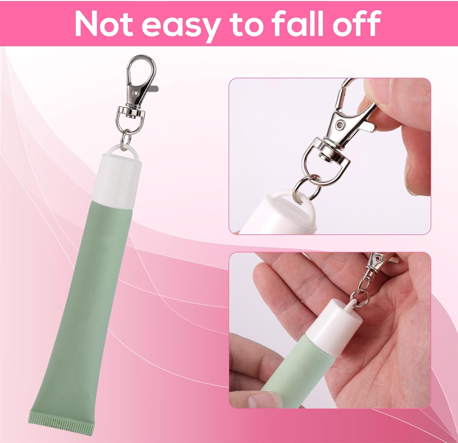 4Pcs Lip Balm Keychain Caps for Summer Fridays 0.5 Oz, Creative Lipgloss Holder Keychains Practical Portable Lip Gloss Replacement Caps (White) image number 4