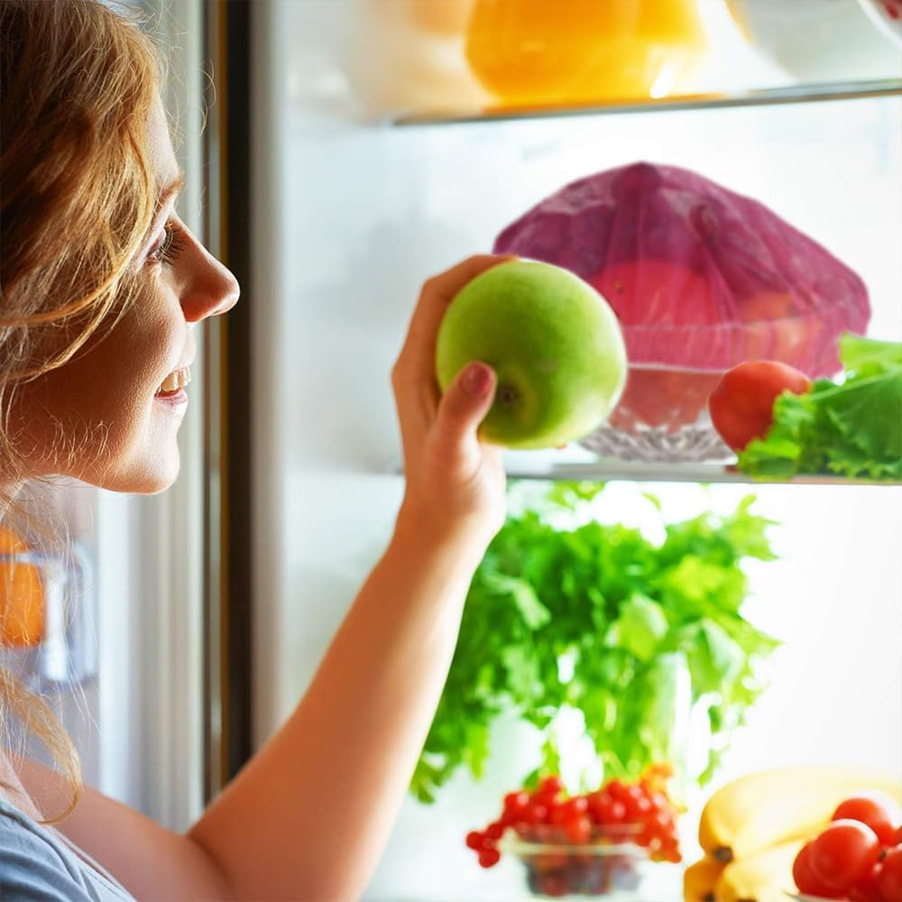 Reusable Elastic Food Storage Covers - 60Pcs Colorful Bowl, Dish, and Plate Plastic Wrap Covers image number 2