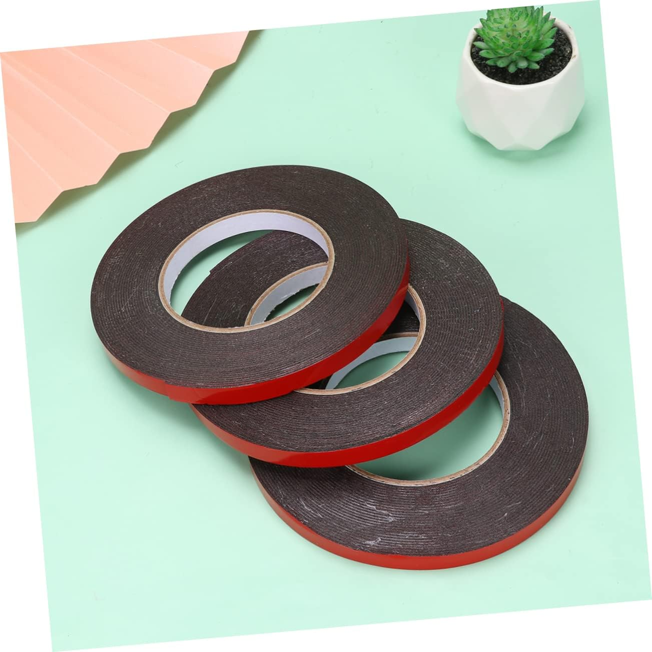 TEHAUX Pe Double-Sided Adhesive Tape 5Pcs Weatherproof Red Foam Mounting Seal Strip 10Mm X 10M X 1.0Mm Thick for Automotive and Decorative Trim image number 5