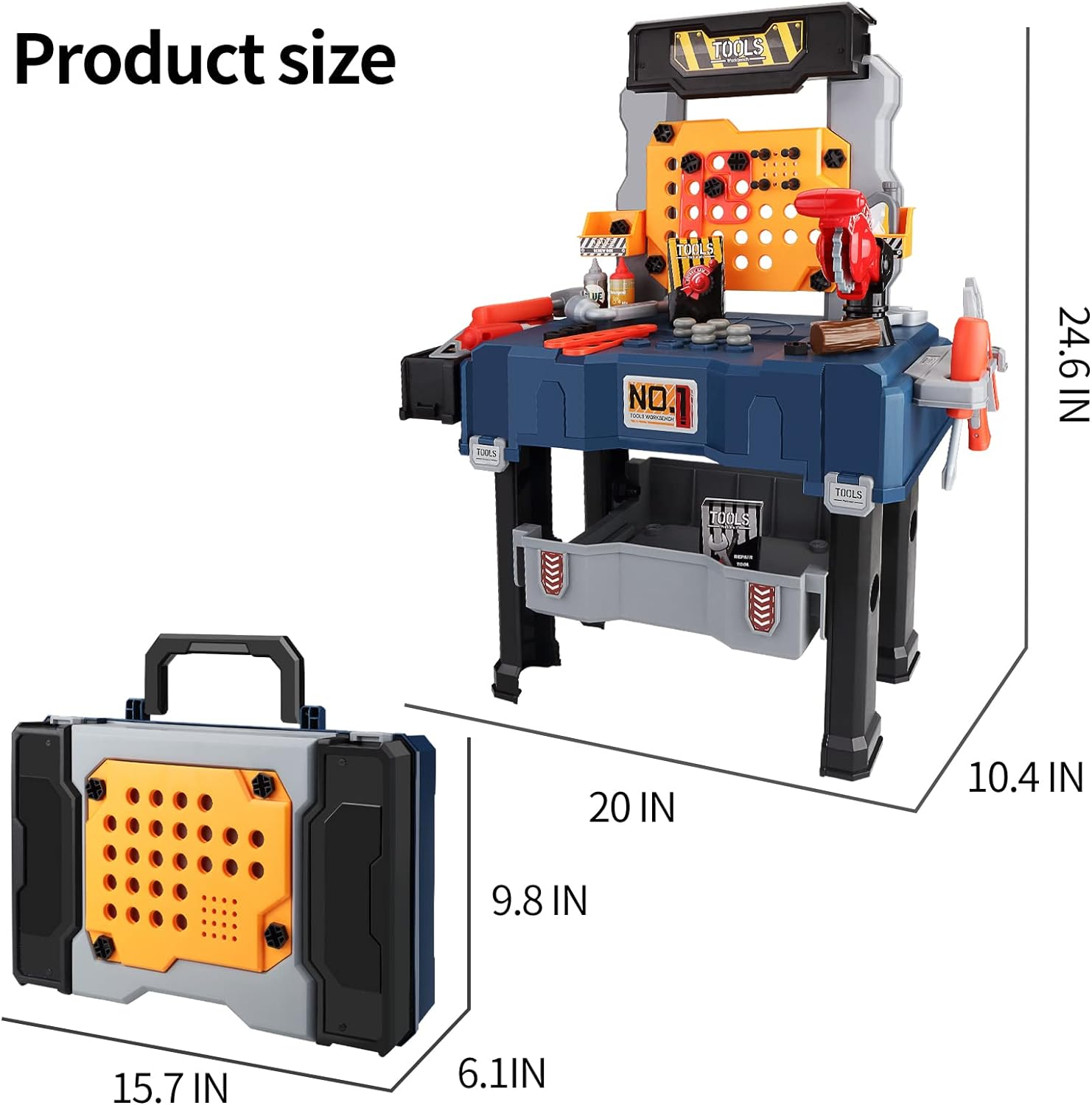 Deejoy Kids Tool Bench, Realistic and Electric Drill, Transformable Tool Set, Toddler Bench Pretend Play Learning Boys & Girls Age 3-5 image number 2