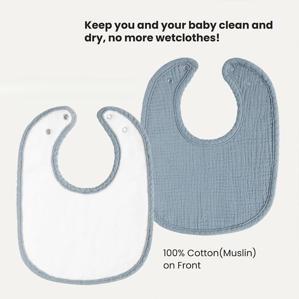 10-Pack Muslin Baby Bibs &ndash; Soft Cotton Bandana Drool Bibs for Unisex Newborns, Infants & Toddlers, Adjustable Absorbent Bib Set for Teething & Drooling (Solid Colors) image number 1