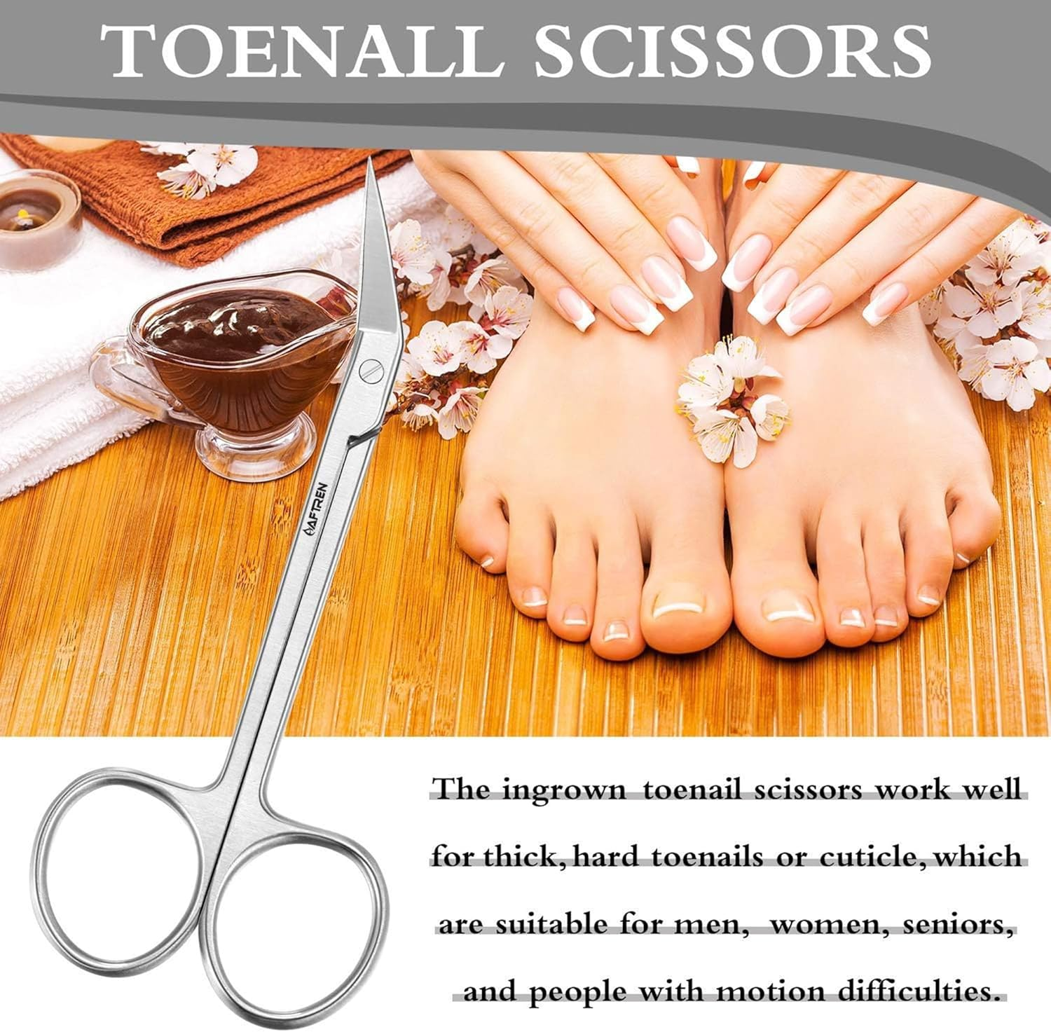 Professional Micro Teeth Nail Scissors, Cuticle Scissors, Angled Nail Clippers, Foot Care, J2 Stainless Steel 4.5 Inch Toenail Scissors image number 5