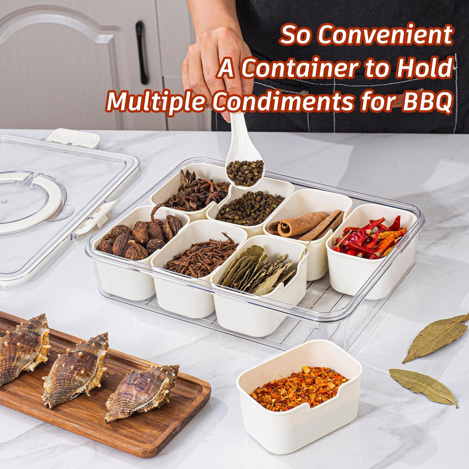 Divided Serving Tray with Lid and Handle - Snackle Box Charcuterie Container for Portable Snack Platters - Clear Organizer for Candy, Fruits, Nuts, Snacks - Perfect for Party, Entertaining image number 2