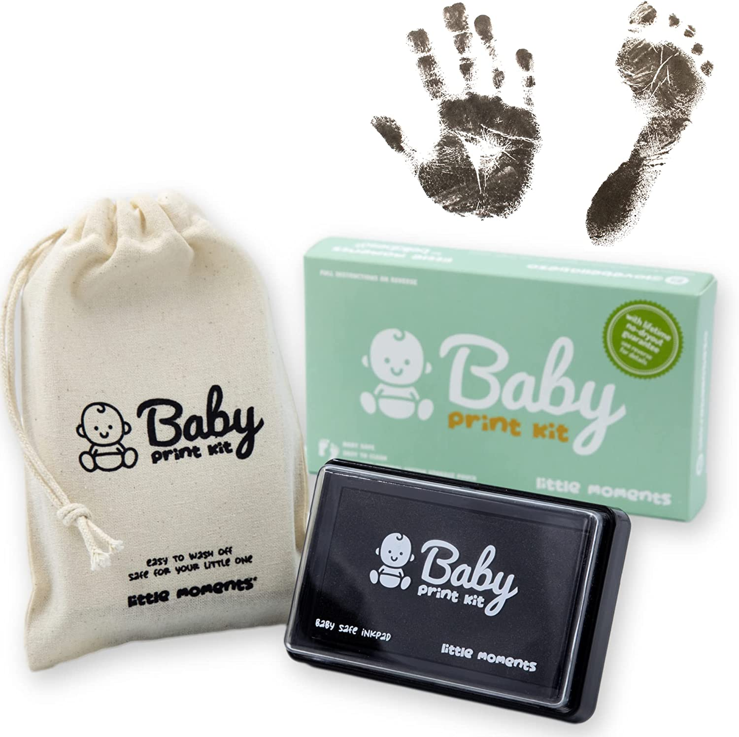 (Black) - Baby Footprint Kit - Easy Clean Baby-Safe Black Ink Pad for Baby Hand Prints and Footprints image number 3