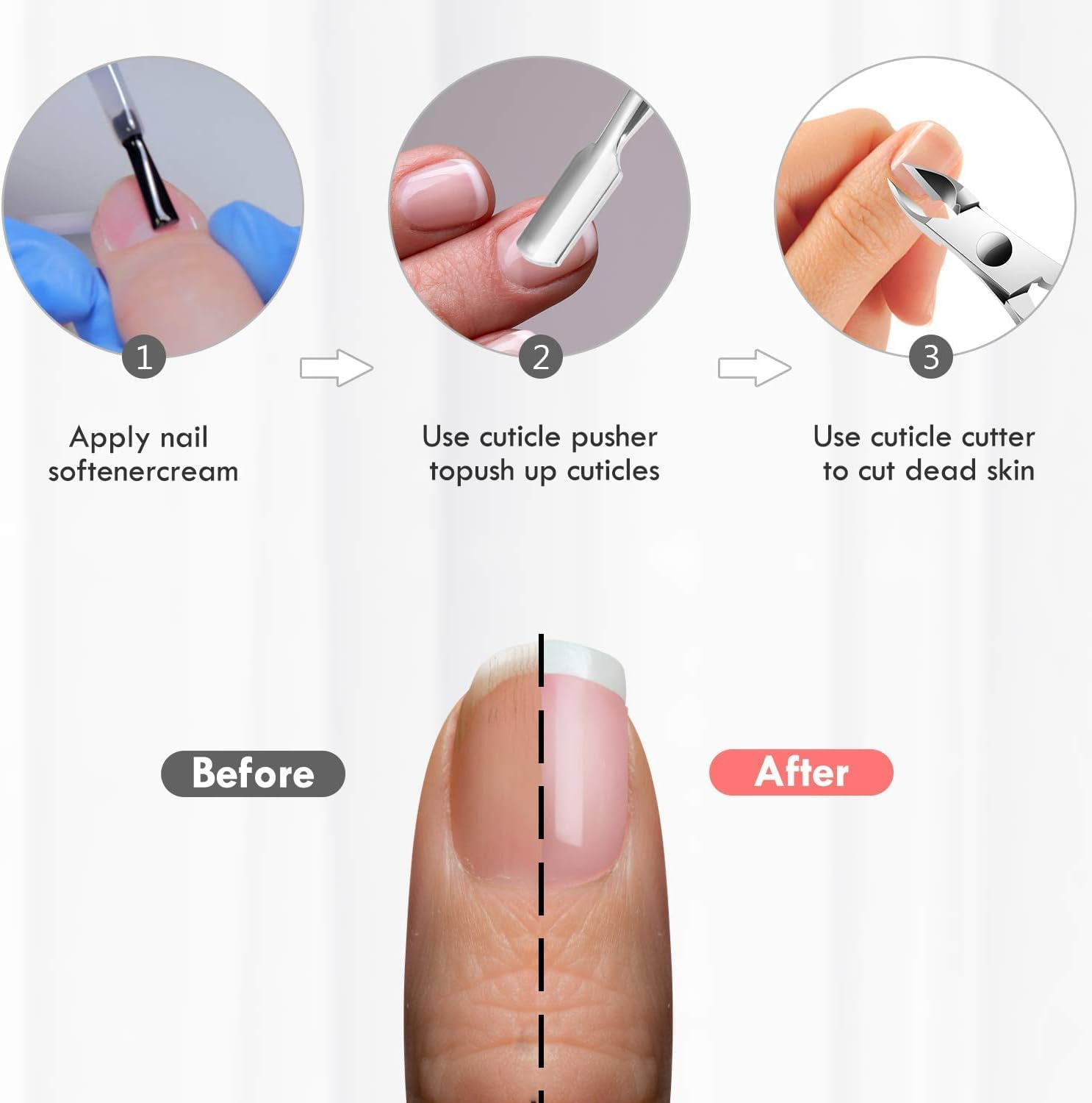 Miners2000 Cuticle Trimmer Cuticle Remover with Cuticle Pusher,Professional Stainless Steel Durable Pedicure Manicure Tools Cutter Nipper Scissor Clipper for Fingernails and Toenails Dead Skin Silver image number 2