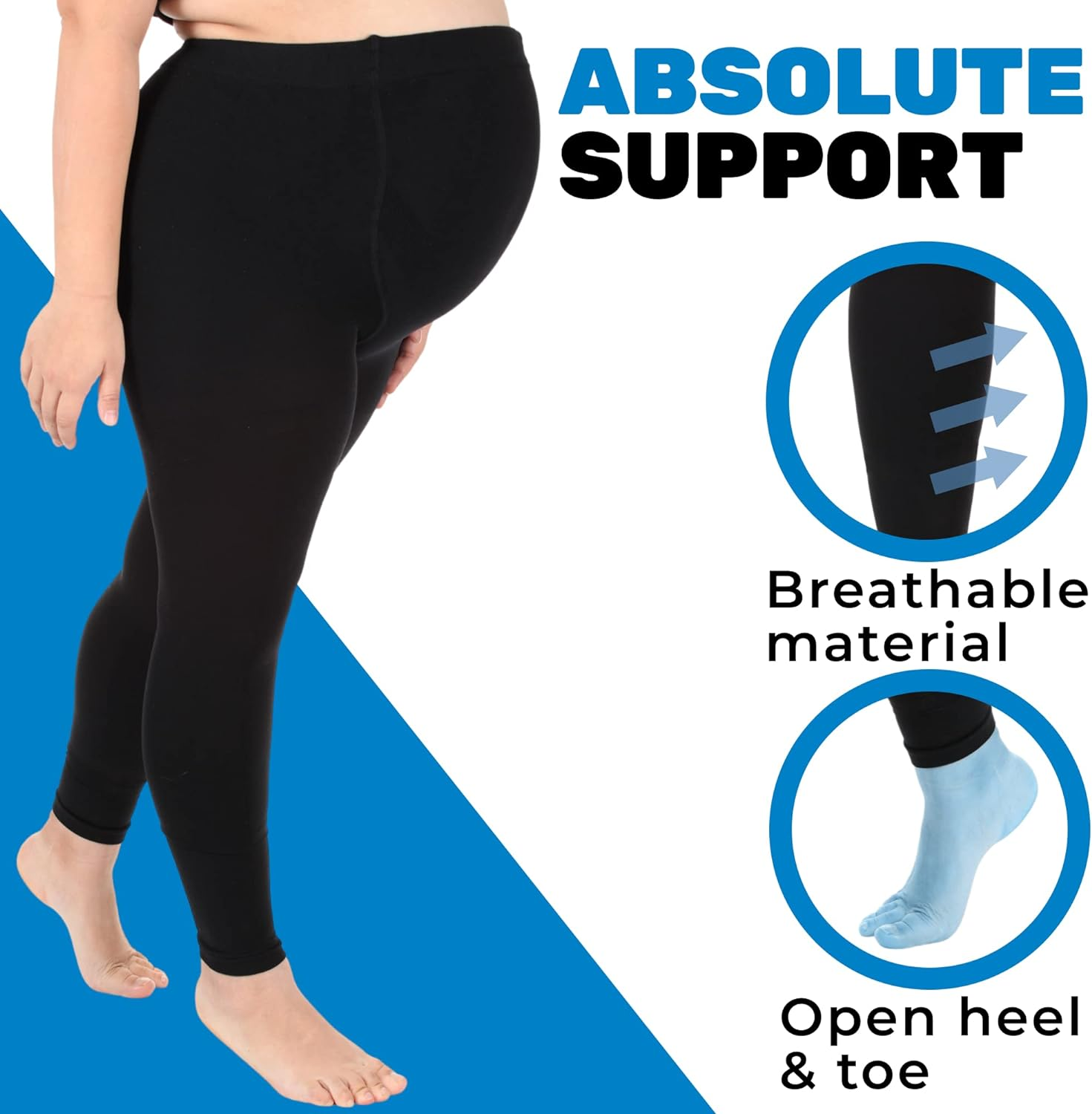 Absolute Support Maternity Compression Leggings Graduated Footless Compression Stockings Tights 20-30 Mmhg Firm Support Small, Black A718Bl1 image number 1