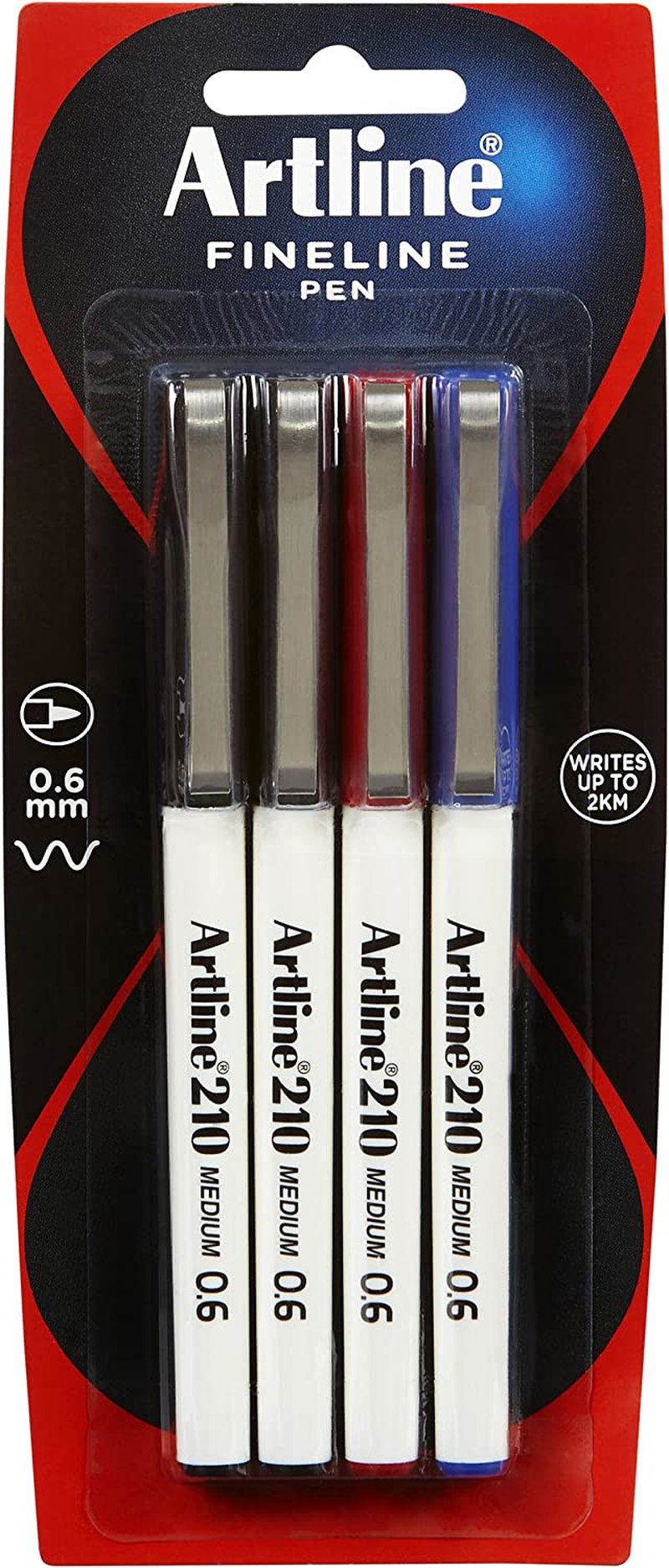 Artline 210, 121082, Fineliner Pen, Hangsell, 0.6Mm, Black, 4 Pack
