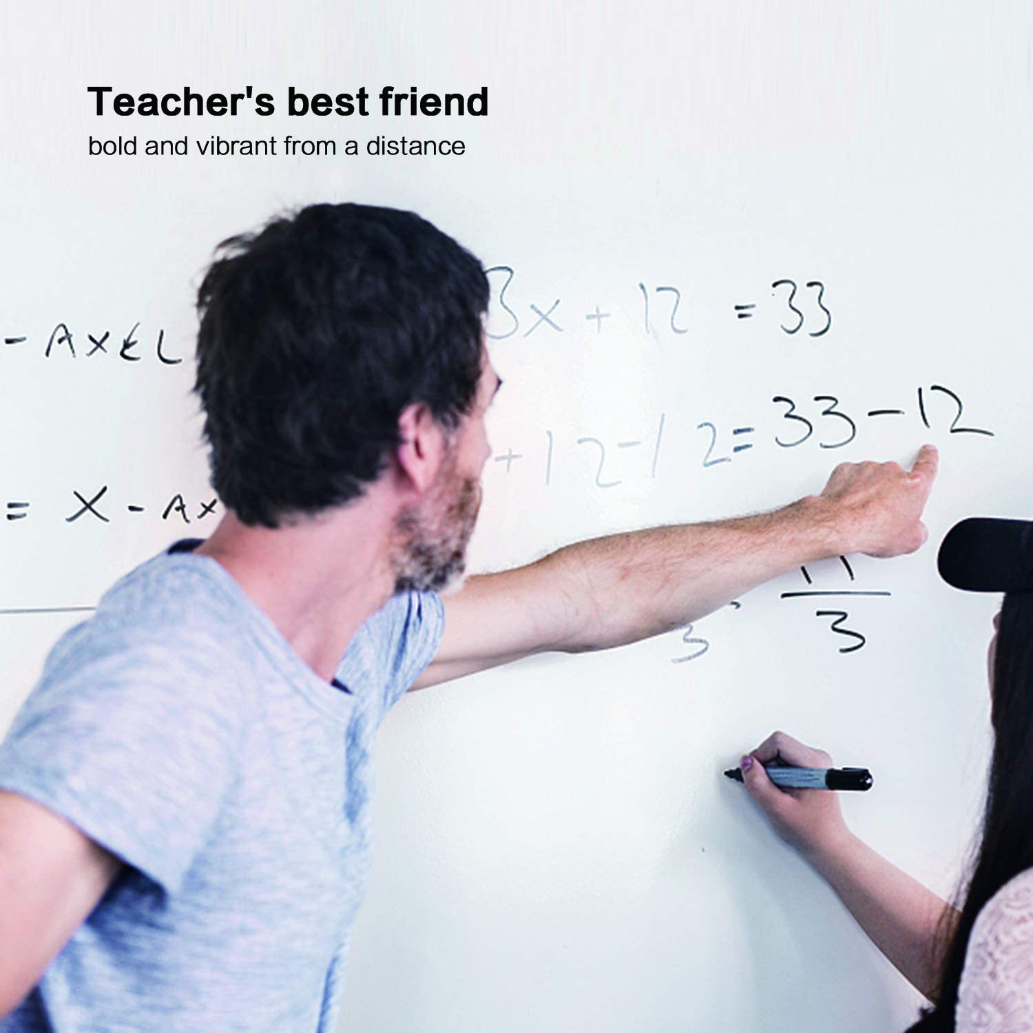 Black Dry Erase Markers Low Odor Fine Whiteboard Markers Thin Box of 30 image number 6