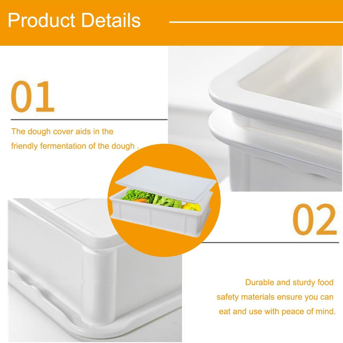 2 Pizza Dough Proofing Box,2 Pack Pizza Proofing Box with 2 Pack Cover and Lid,Bpa Free Plastic Bread Box Vegetable Storage (44.5 Cm* 32 * 8.5 Cm) Bread Box and Pizza Tray image number 6