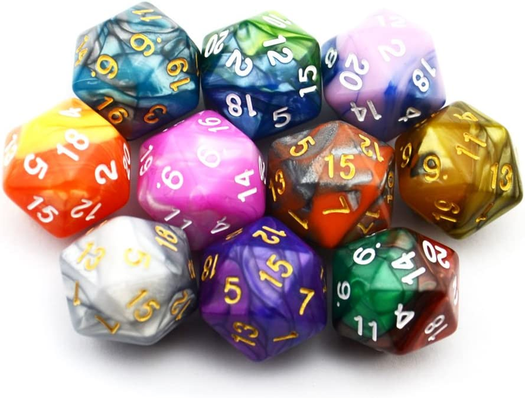 Smartdealspro 10-Pack Two Color 20 Sided Dice D20 Polyhedral Dice for DND RPG MTG Table Games - Color 12 image number 5