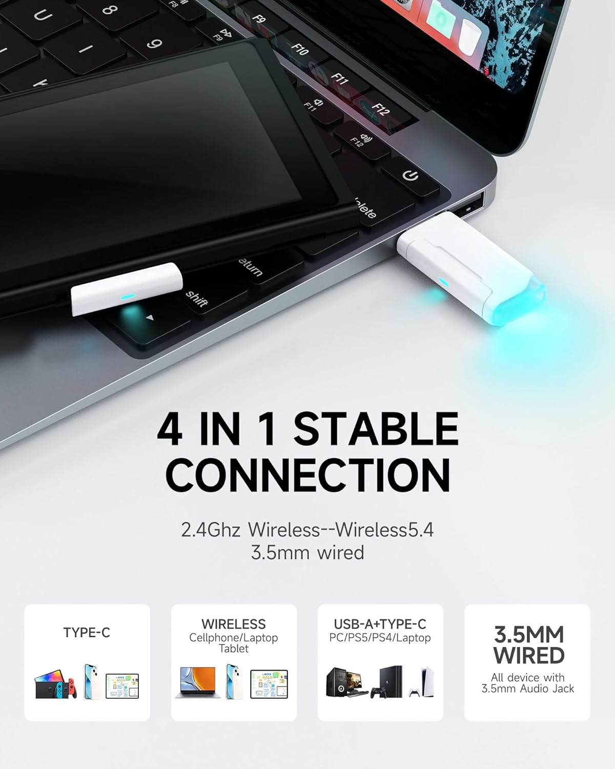 Picun G2 Wireless Gaming Headset, Over-Ear 7.1 Virtual Surround Sound, 2.4Ghz/Bluetooth 5.4/Wired, 5Ms Ultra-Low Latency, 100H Battery, ENC Noise-Canceling Mic, RGB, for PC PS5 PS4 Switch (Grey) image number 3