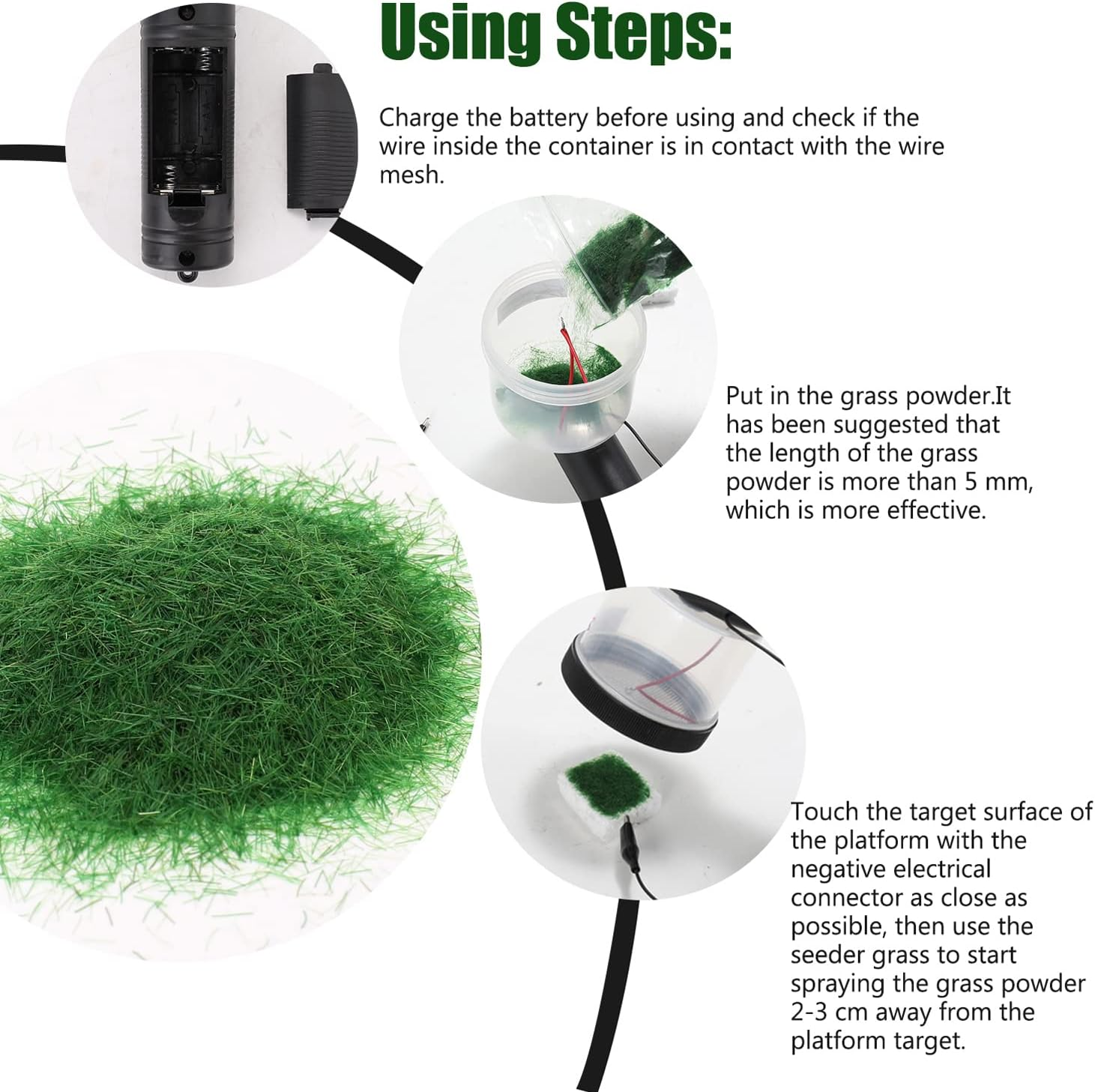 Flocking Applicator, Eacam ABS Mini Static Grass Flocking Applicator with Antiskid Handle for DIY Scenic Modelling Sand Table image number 4