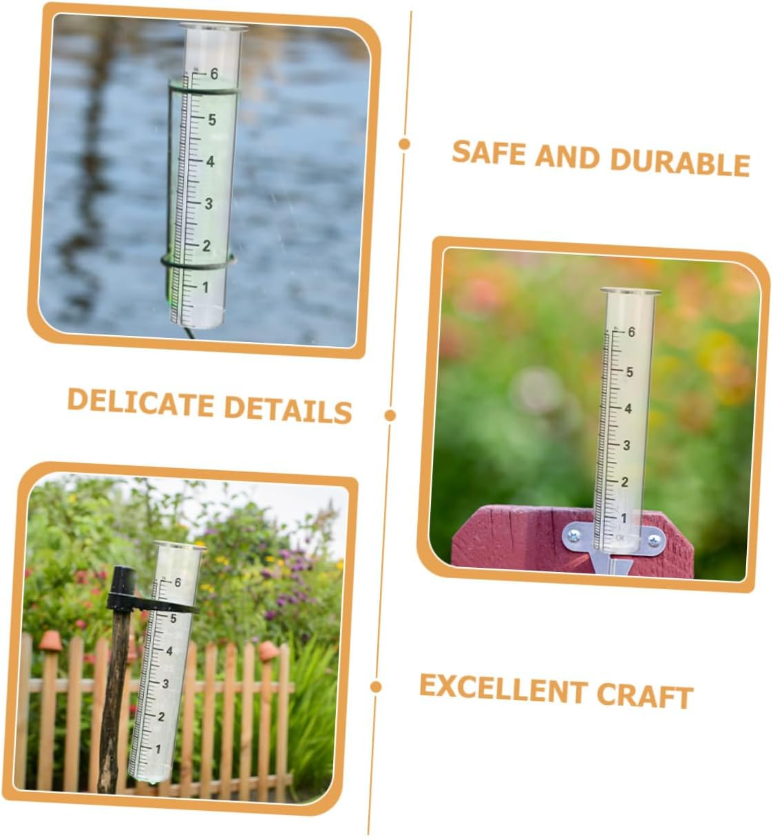 4Pcs Glass Rain Gauge Tubes with Measurement Scale Test Tube Rain Gauge Cylinders for Garden Outdoor Water Monitoring image number 6