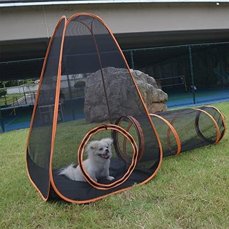 Outdoor Cat Enclosures Cat Tent, 6-In-1 Portable Cat Tent with Tunnel Foldable Pet Playpen Play Tents Pop up Visual Mesh House for Kitten Puppy Small Dog Animal，Large Outdoor Cat Tent image number 3