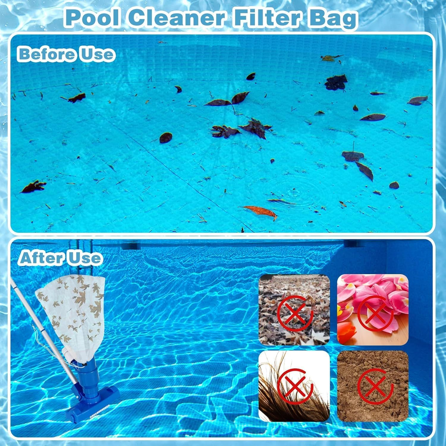 Shuoteng Pool Vacuum Leaf Cleaner Mesh Bags, 6Pcs Vacuum Pool Cleaner Bags Mesh Leaf Bag with Pull and Lock Cord, Fine Mesh Pool Leaf Vacuum Net Bag with Locking Cord image number 6