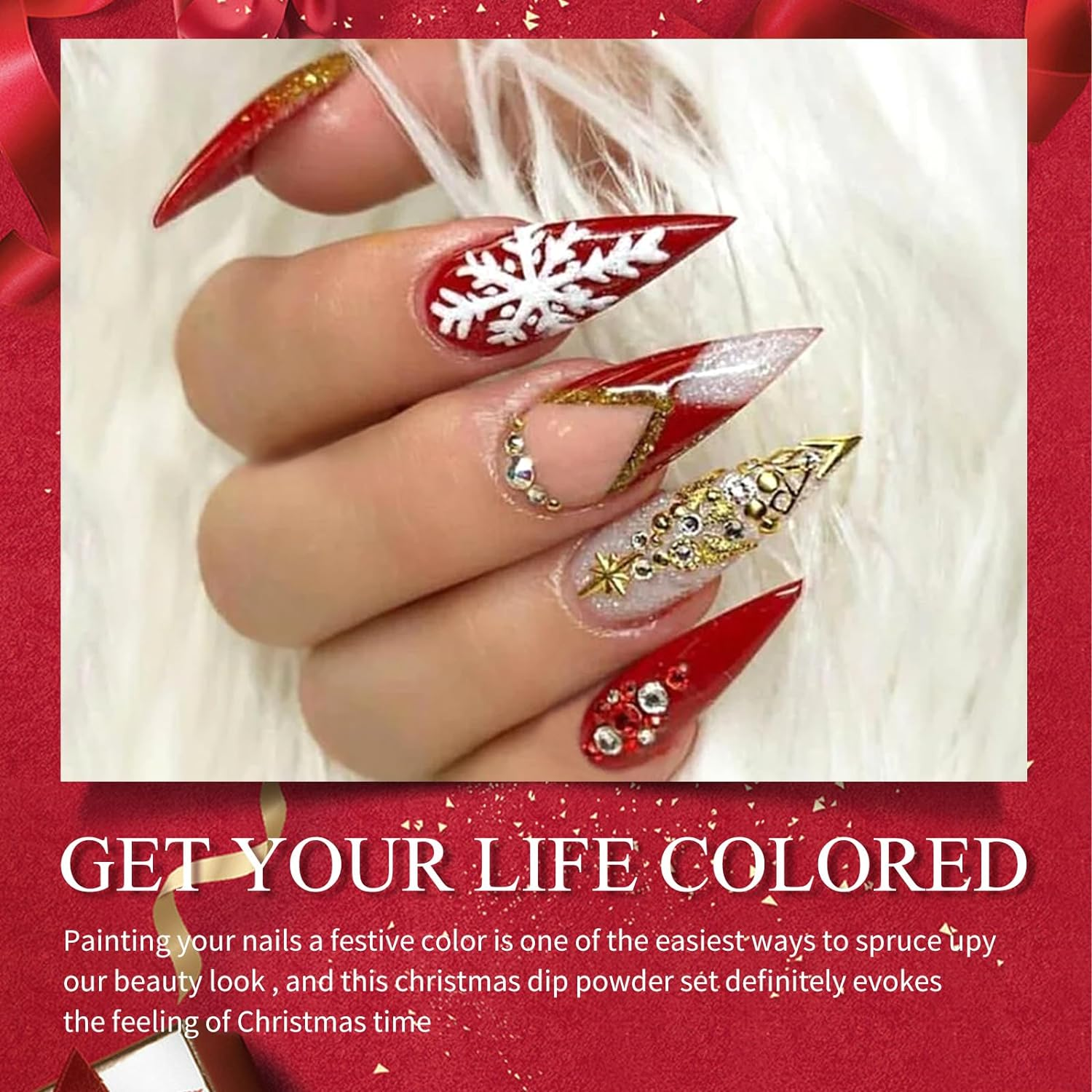 Honey Joy 6 BOX/SET Wine Red Dip Powder Glitter Dark Barn Red Fine Dipping Powder Colors No Need Lamp Cure,Like Gel Polish Effect,Even & Smooth Finishing (Dp-L-6Pcs-10G/Box) image number 2