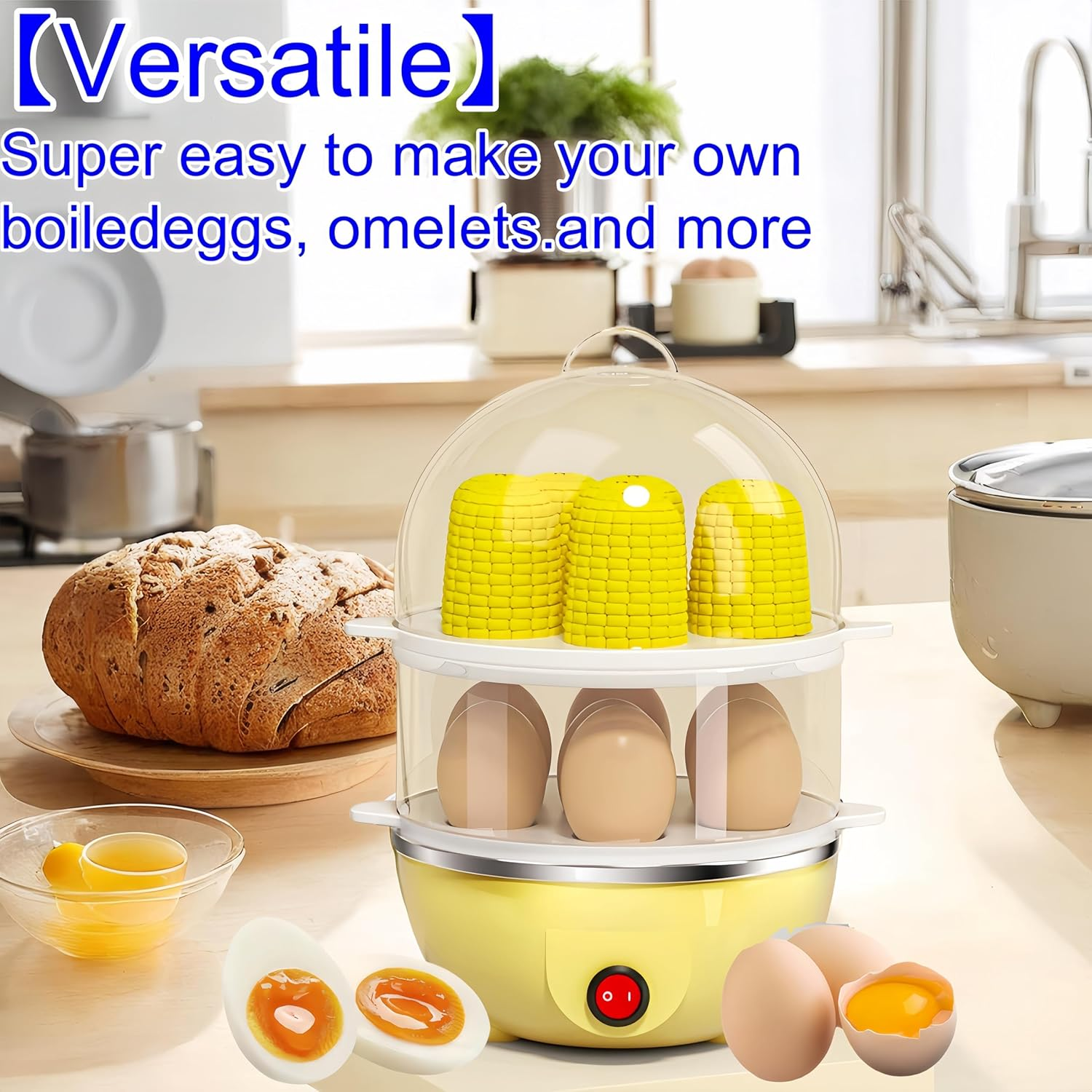 Febohao Egg Cooker Electric 14 Eggs Capacity Two Layer Egg Boiler Small Kitchen Appliances Food Steamer Egg Poacher with Water Measuring Cup