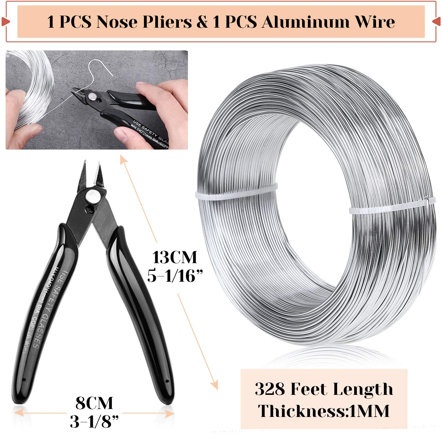 18 Gauge Aluminum Craft Wire Jewelry Making, 328 FT Metal Wire Armature Bendable Wire for Bonsai Trees, Sculpting, DIY Crafts Beading Floral (Silver, 1 Mm Thickness) image number 6