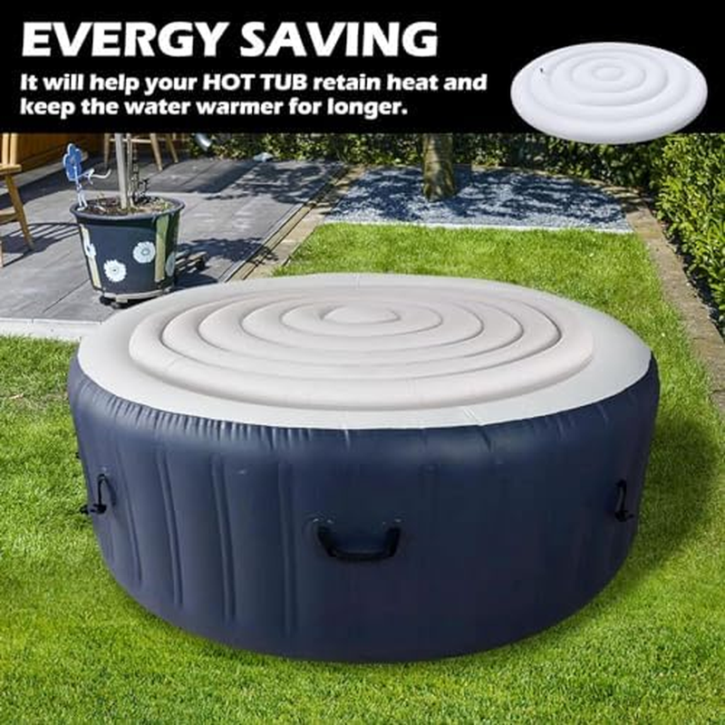 4.5 Ft Inflatable Hot Tub Cover, Foldable Energy Saving Lid for round Hot Tubs, Portable Hot Tub Cover Protective Rain Overflow Cover for Outdoor Inflatable Hot Tub, Heat Retention image number 1