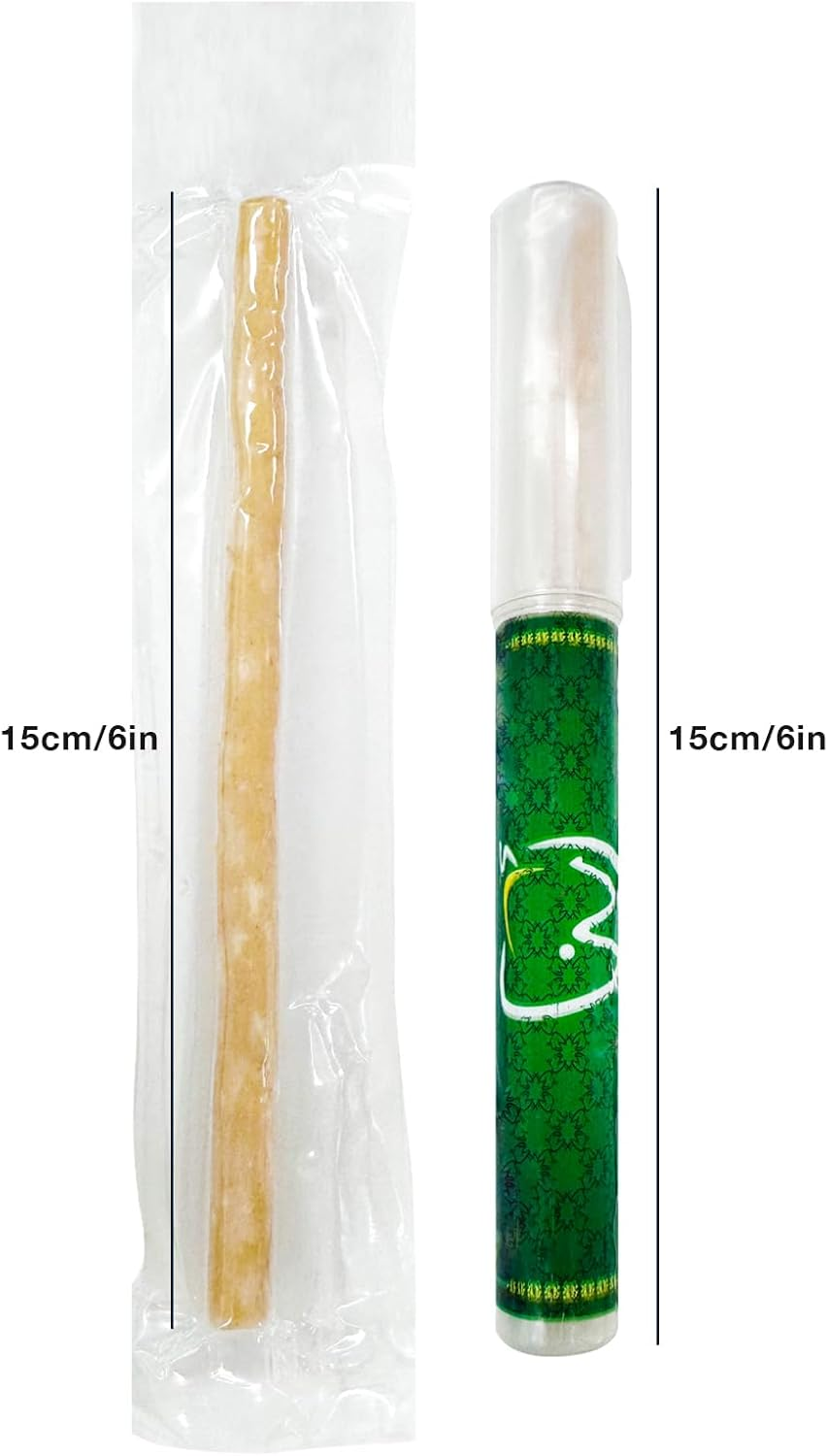 6 Units Vaccum Packed with Holder Oral Hygiene Organic Natural Toothbrush Miswak with Holder(Holder Wiht Natural Toothbrush,Green) image number 4