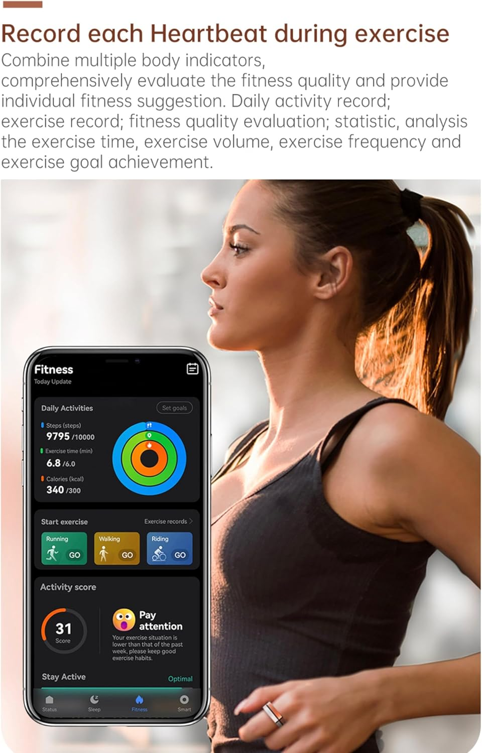 AIZO Smart Ring Pro - 5G Ultra Lightweight with Touch Control, Fitness Tracker, New APP System & Charging Base, Health Sports Monitor image number 4