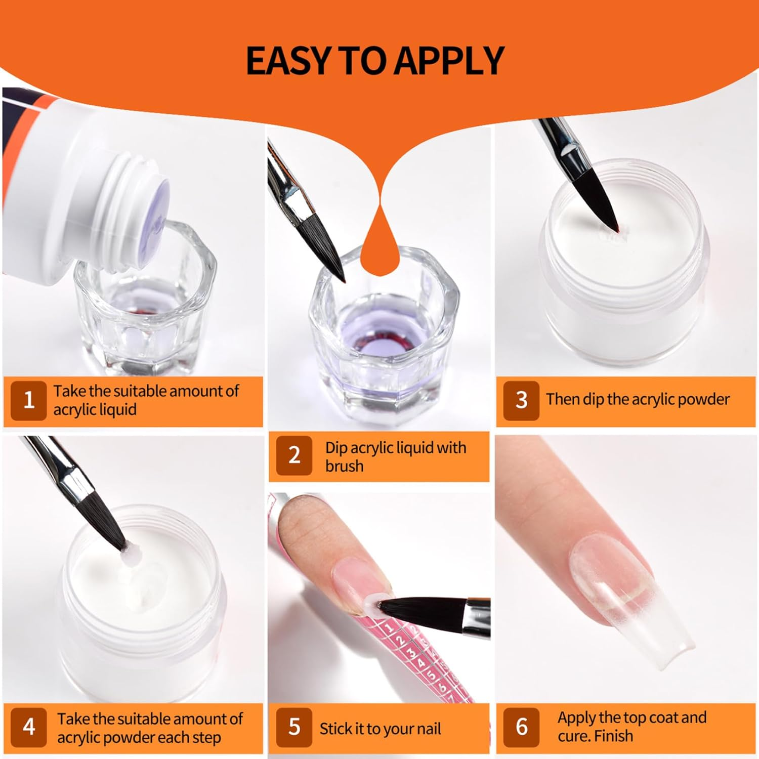 6Pcs Dip Powder 6 Colors Nudes Color Acrylic Nail Dip Powder Fast-Drying Long-Lasting DIY Kit for Beginners DIY Manicure