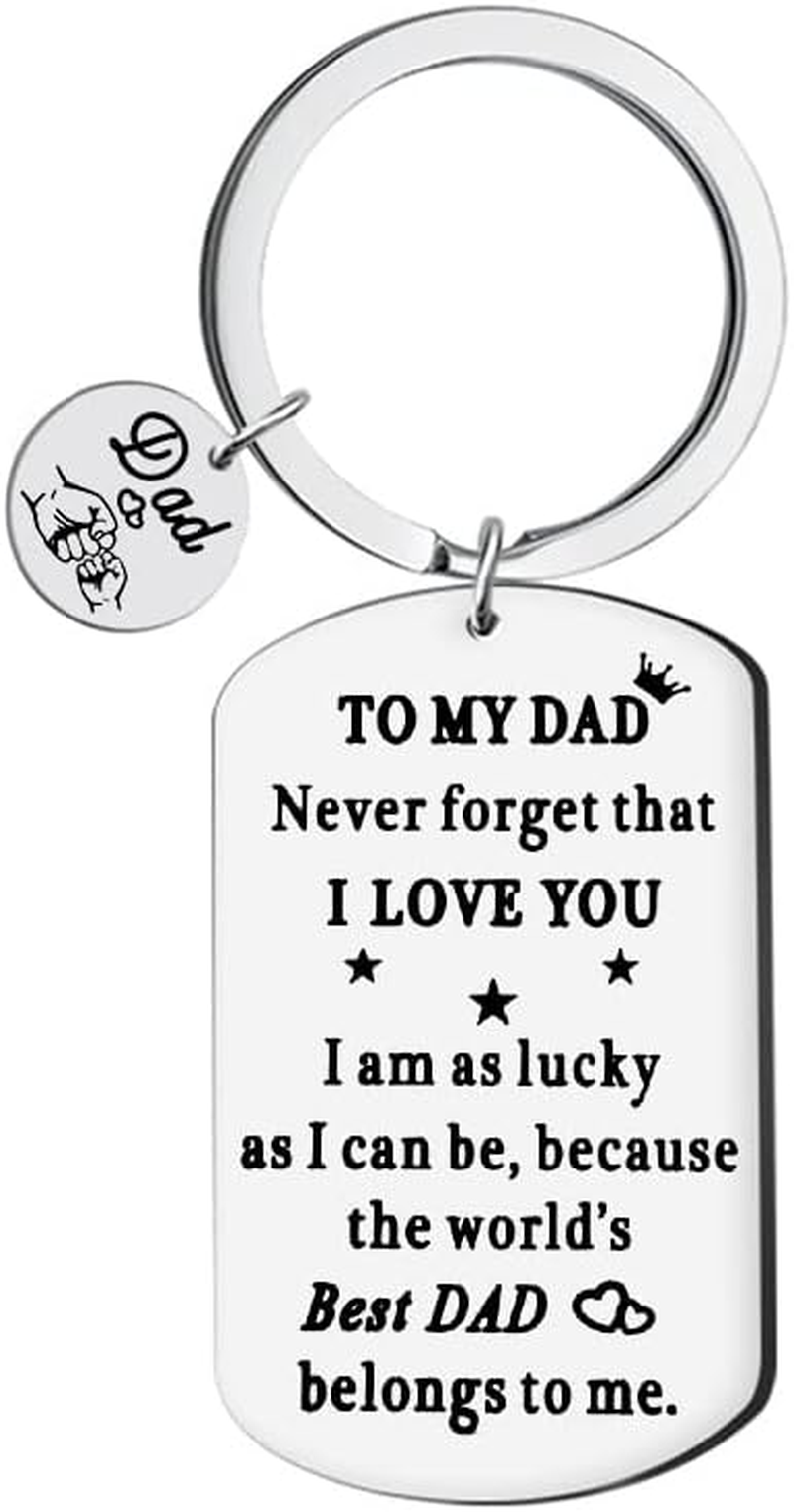 Fathers Day Birthday Gifts for Father Dad from Daughter Son to My Dad Keychain Never Forget I Love You Gift Keyring for Best Dad Daddy Christmas Presents for Father Key Chains image number 1