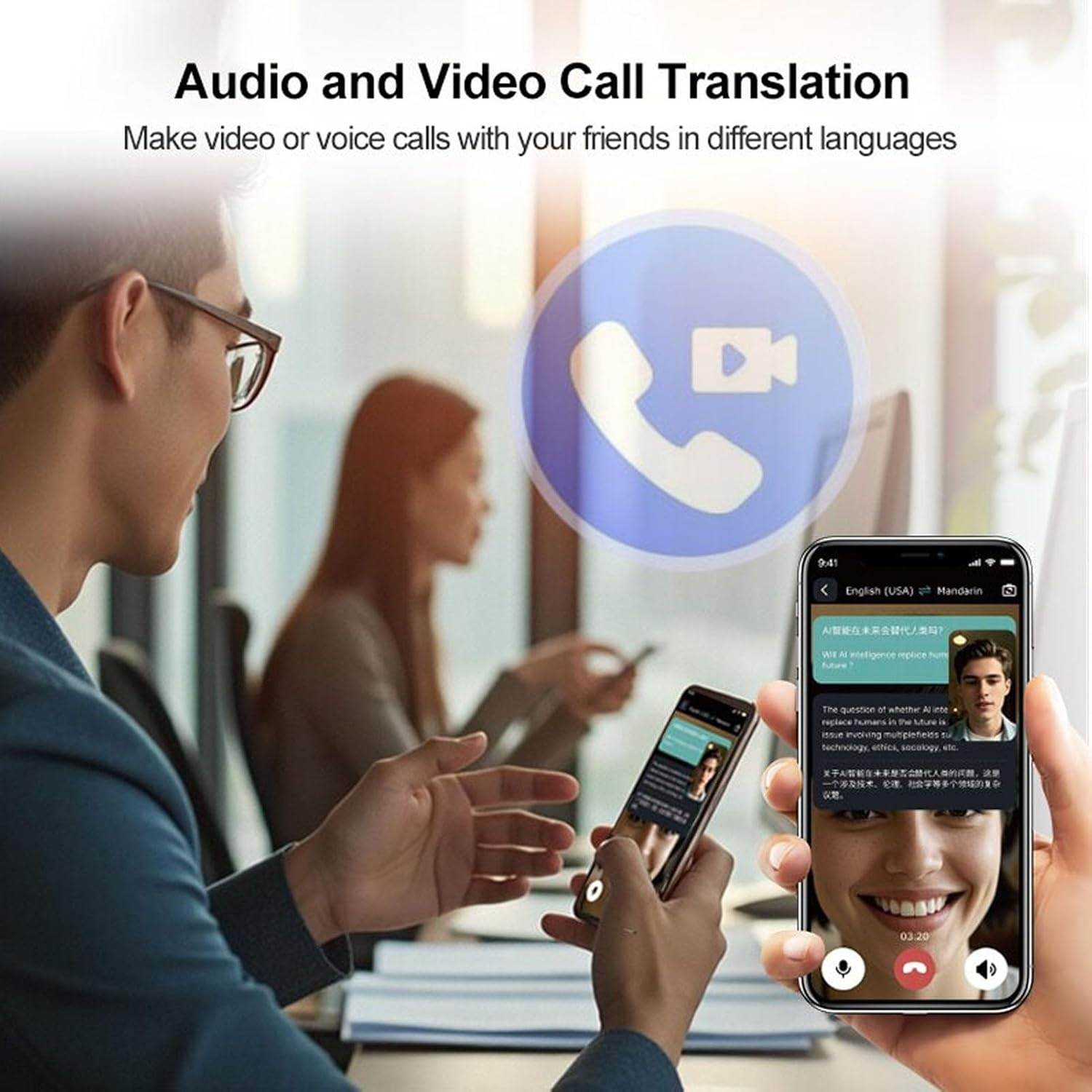 Asixxsix AI Translation Earbuds Real Time, 164 Language 3 in 1 Open Type Wireless Smart Translator Earbuds, Noise Reduction Headphones for Travel Business Learning image number 1