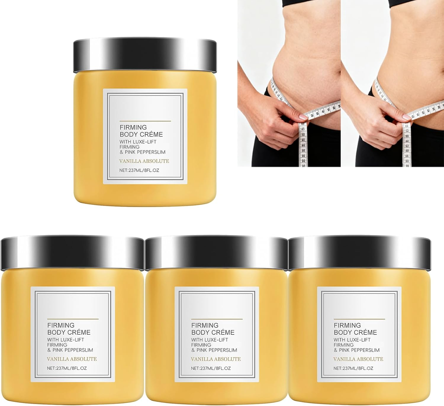 Firming and Lifting Body Creme, Vanilla Firming Body Lotion, Containing Luxurious Lifting and Firmings Complex and Pink Pepper Extract ，Nourishes Dry Skin on Skin Visibly Firmer (4Pcs)
