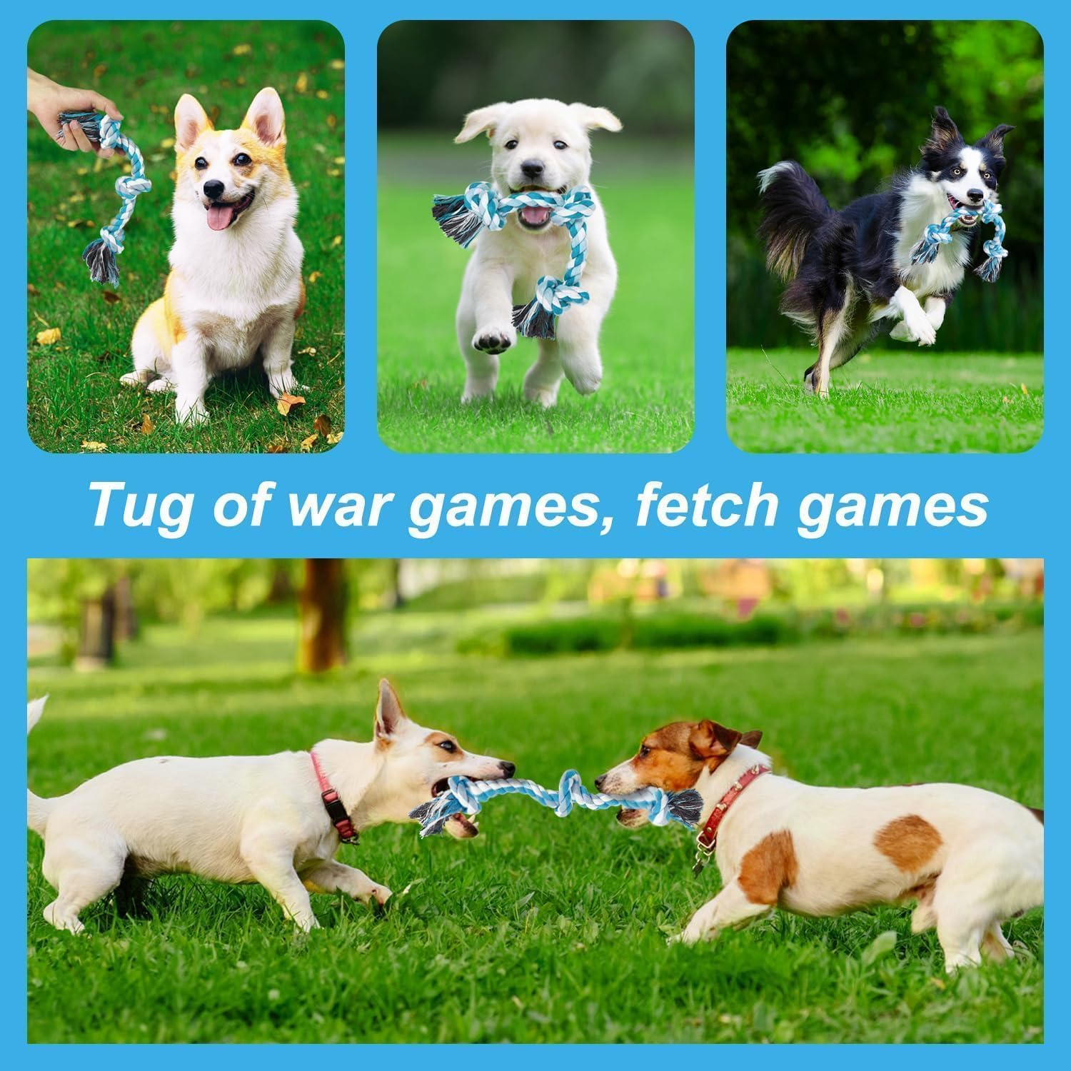 Dog Rope Toys, Durable Braided Cotton Pet Chew Rope Toys for Dog Cat Puppy Teeth Cleaning (Blue, One Size) - Pink image number 3