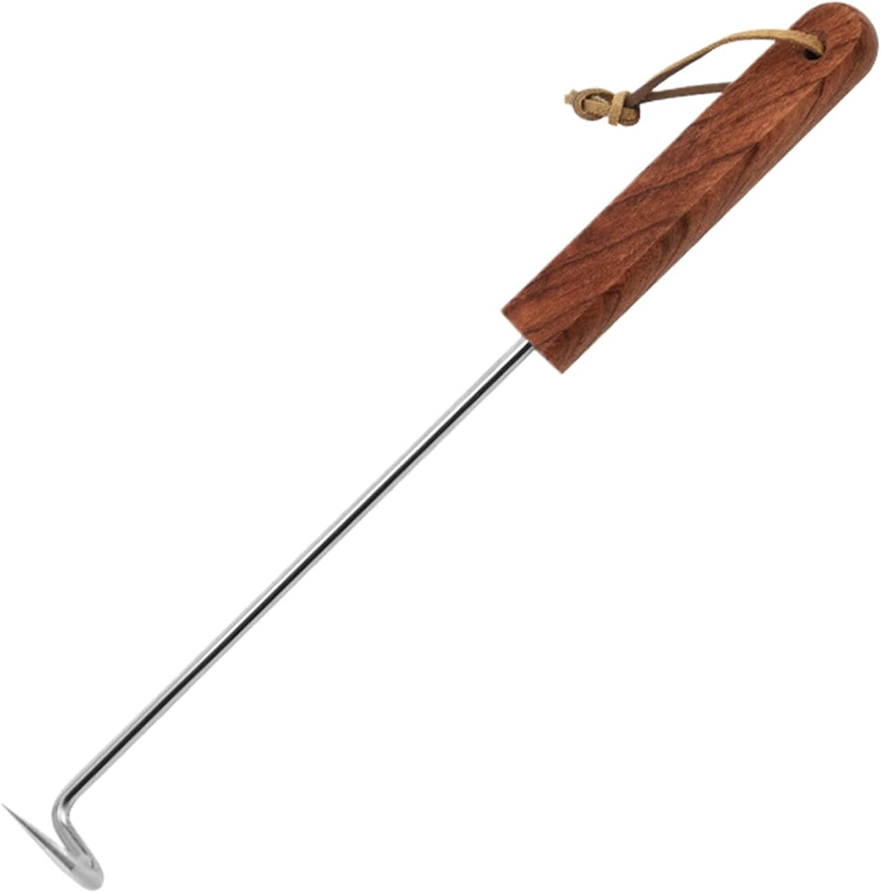 Meat Hook Flipper - Meat Turner Hook - Cooking Gadget, Food Twister with Wooden Handle for Grilling