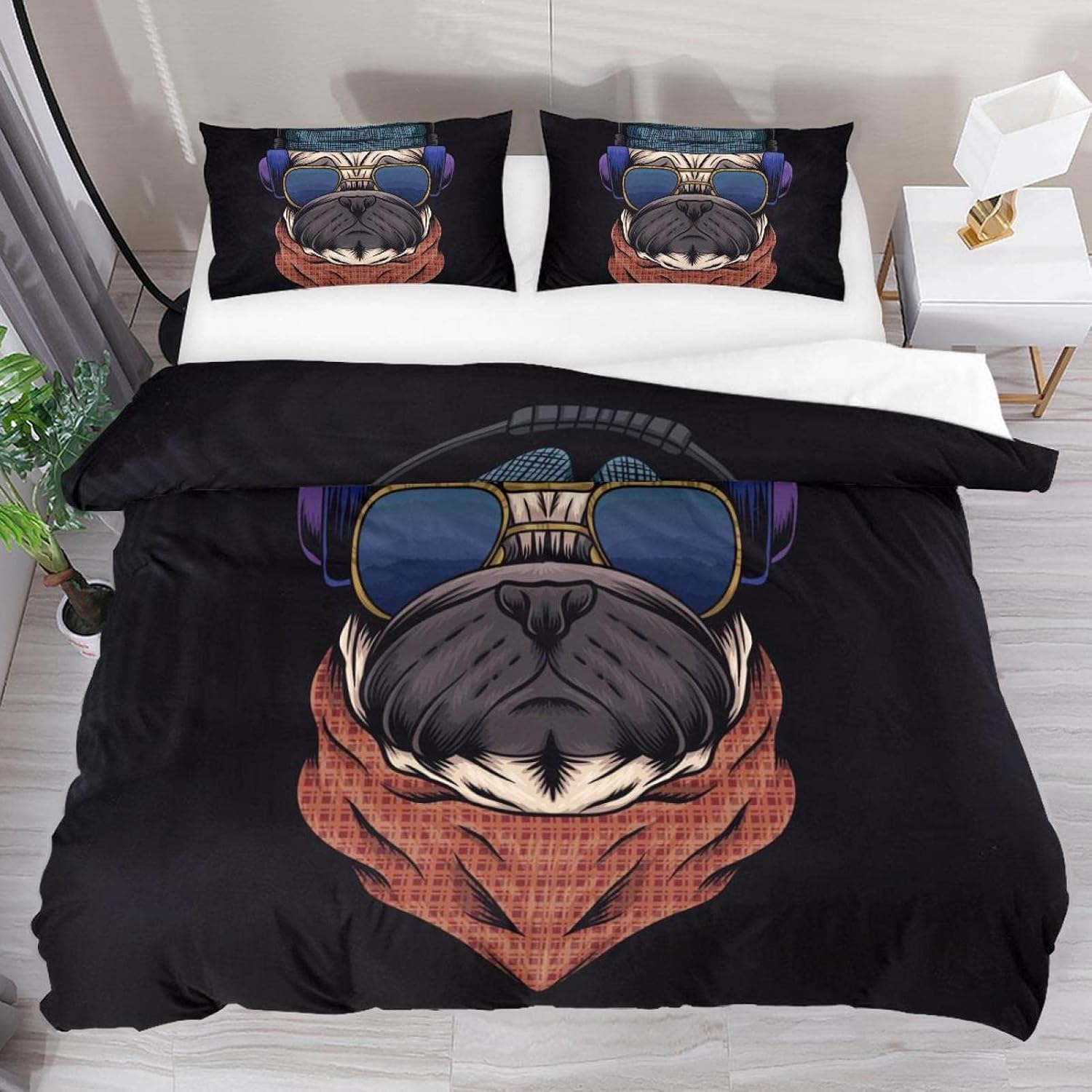 3 Pcs Microfiber Bedding Set Duvet Cover Pillow Shams Bed Striped Triangles Pattern Geometric Quilt Cover 1 Cover 2 Pillowcase with Zip,Lightweight and Soft