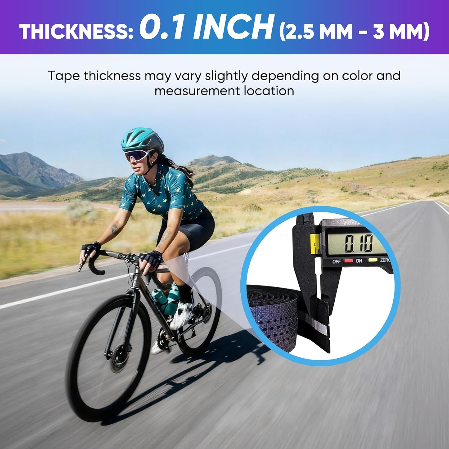 Gradient Purple Bike Handlebar Tape, Non-Slip EVA Road Bike Bar Tape with Shock Absorption, Waterproof Breathable Cycling Handle Wraps for Comfortable Grip & Control, Set of 2 image number 5