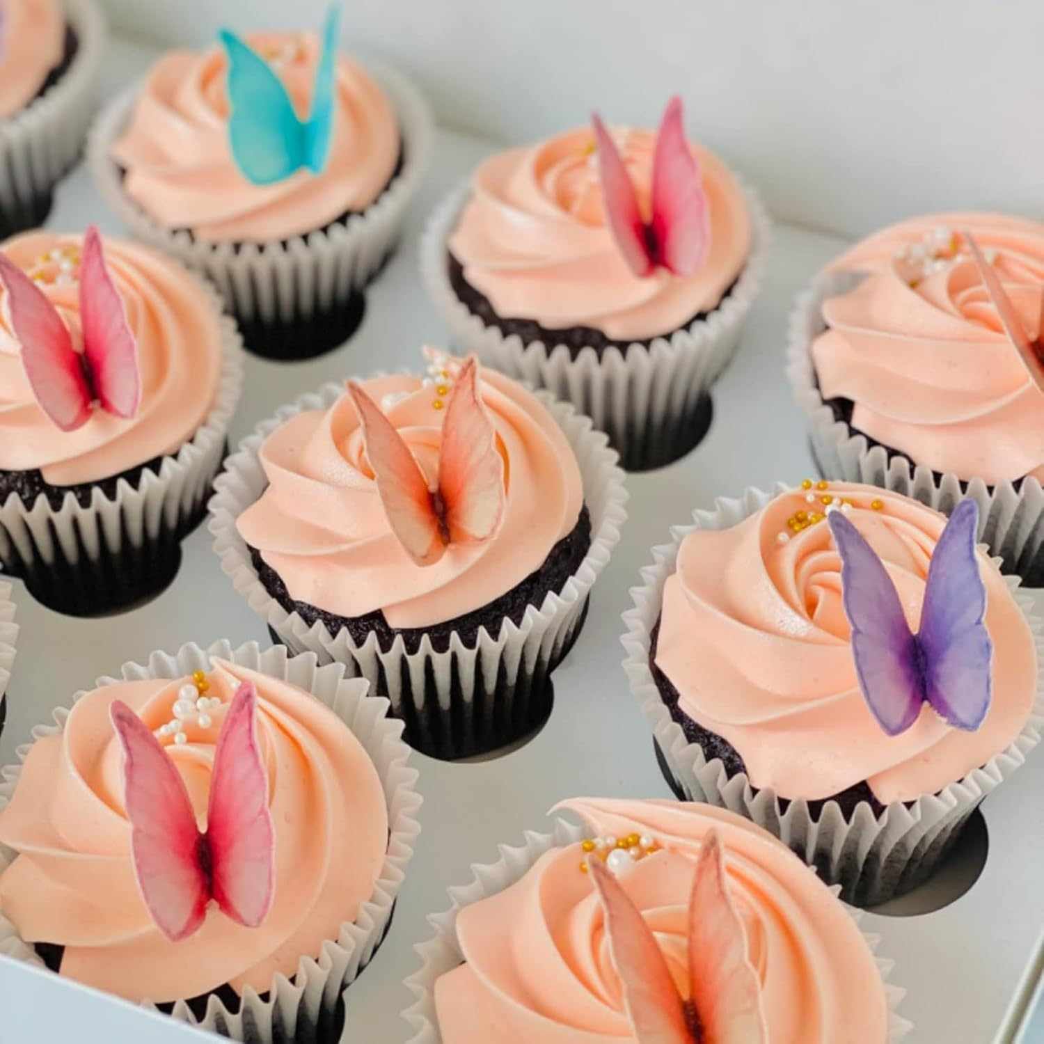 SS Cohen Edible Wafer Glutinous Paper Butterflies for Birthday Cake Decorating Include 48 Pcs Colorful Small Pastel Cupcake Topper Decorations, Birthday Cake Topper (Mixed Colour)