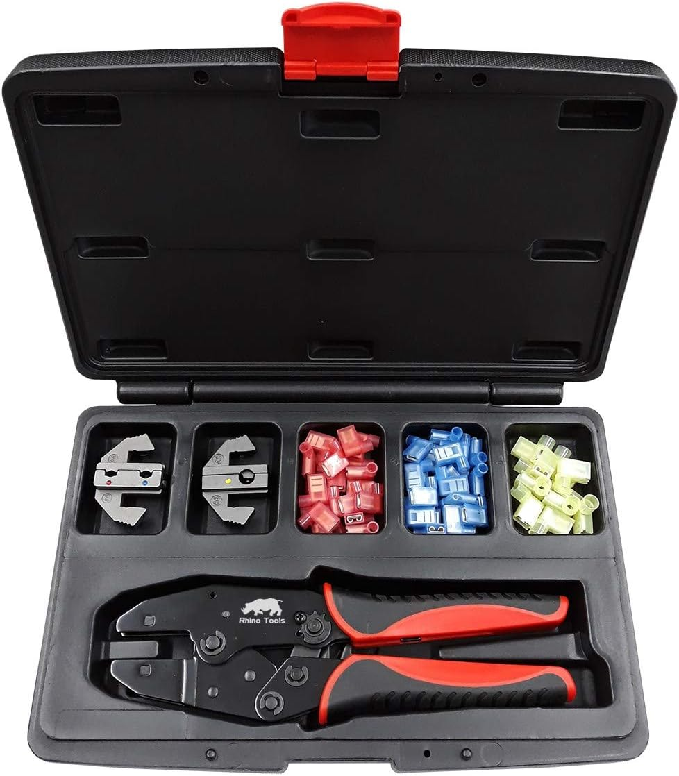 Insulated Flag Terminal Crimping Kit - Red Blue Yellow Connectors AWG 22-10 image number 5