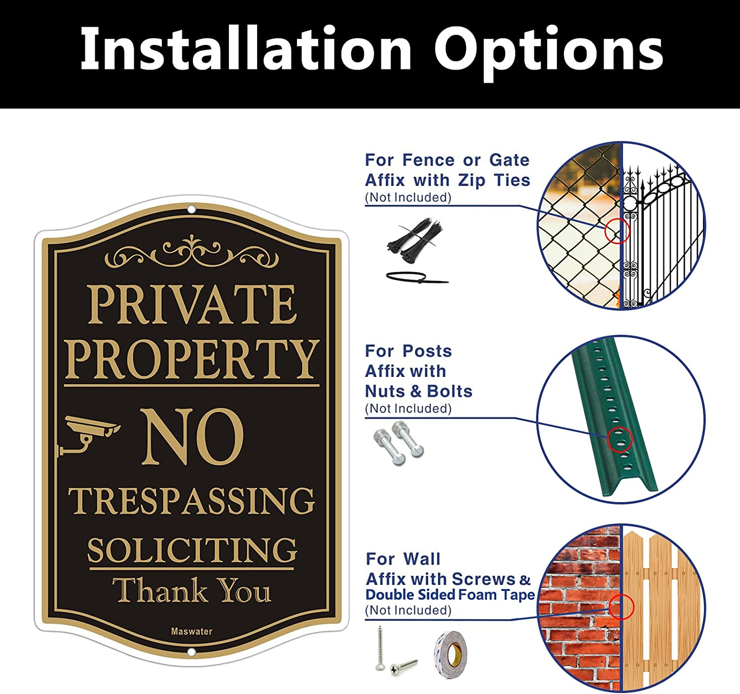 2 Pack Private Property Signs No Trespassing, 12" X 18 Be Suitable for Yard/Gate/Fence Signs No Parking, Reflective Rust Free Aluminum, Fade Resisant, UV Protected & Waterproo
