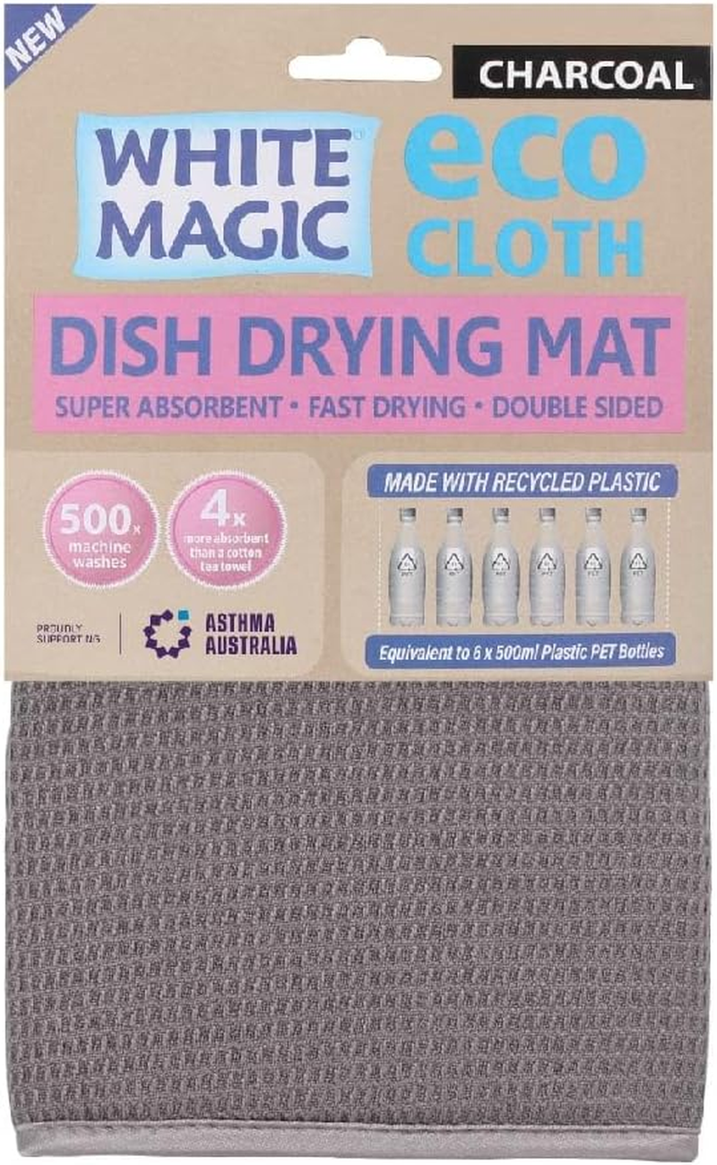 White Magic Dish Drying Mat, Charcoal - Absorbent & Hygienic, Protects Countertops, Quick-Drying Anti-Microbial, Foldable & Easy to Clean, Versatile for Kitchen Essentials, 45X40Cm image number 1