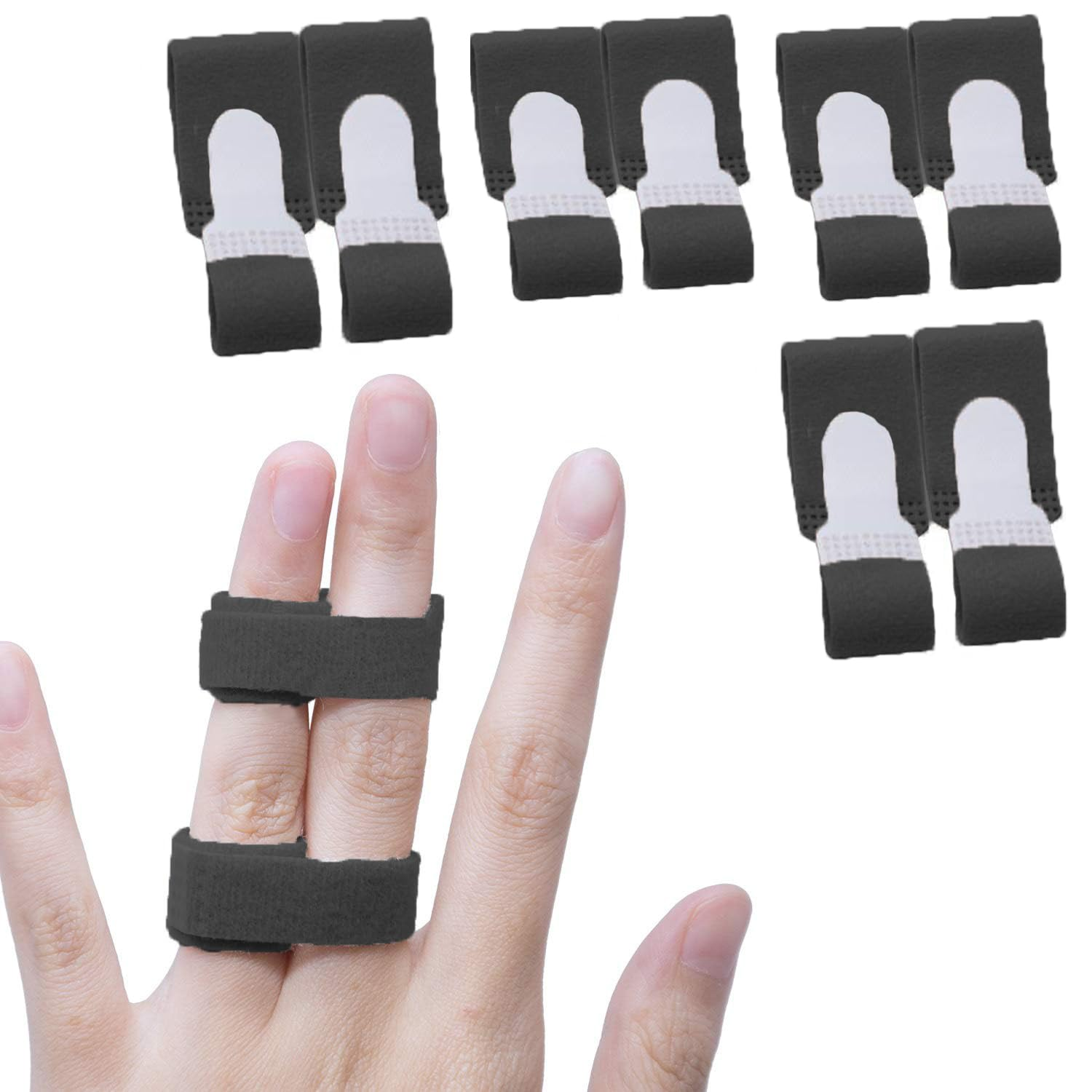 8 Pieces Buddy Finger Wraps Tapes for Broken, Sprained, Fractured Finger Straps for Jammed, Swollen, Dislocated Joint