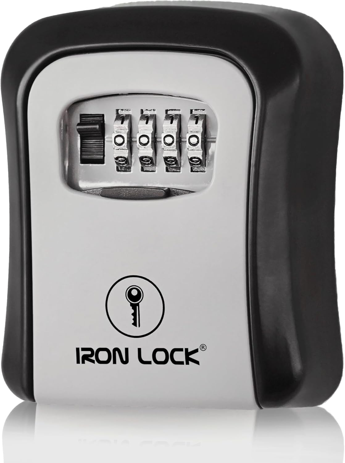 Iron Lock&reg; - XXL Key Lock Box Wall Mount for Keys 4 Digit Combination with Resettable Code with a B Switch Extra Large Lockbox Indoor Outdoor Waterproof Big Key Lock Box House Spare Keys Hide a Key